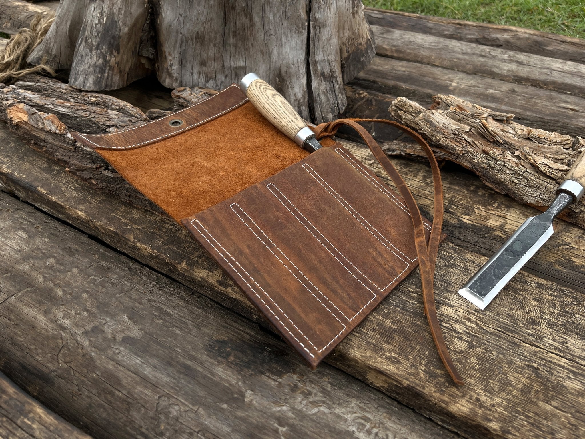 4 Pocket Leather Chisel Roll - Randy's LLC