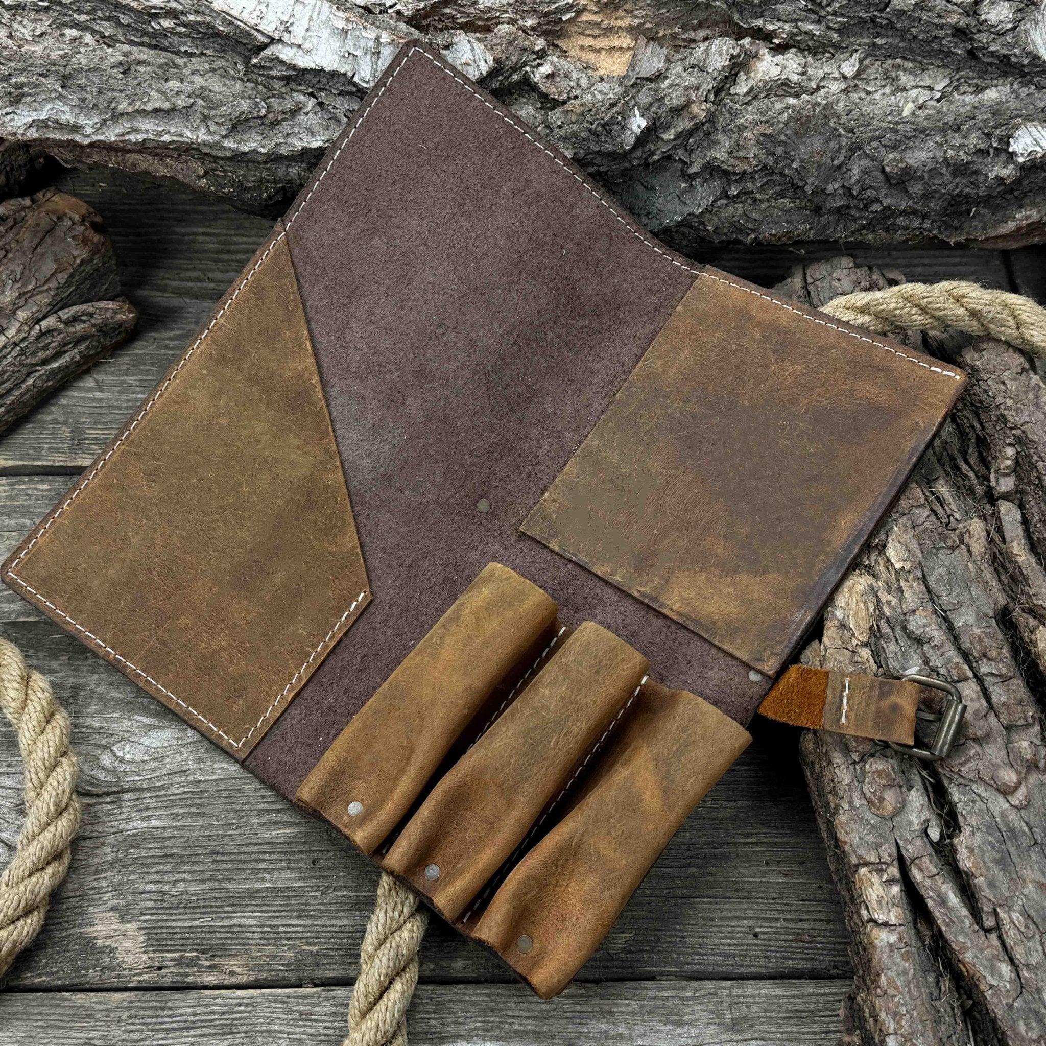 4 Pocket Leather Tool Roll for Carving Tools - Randy's LLC