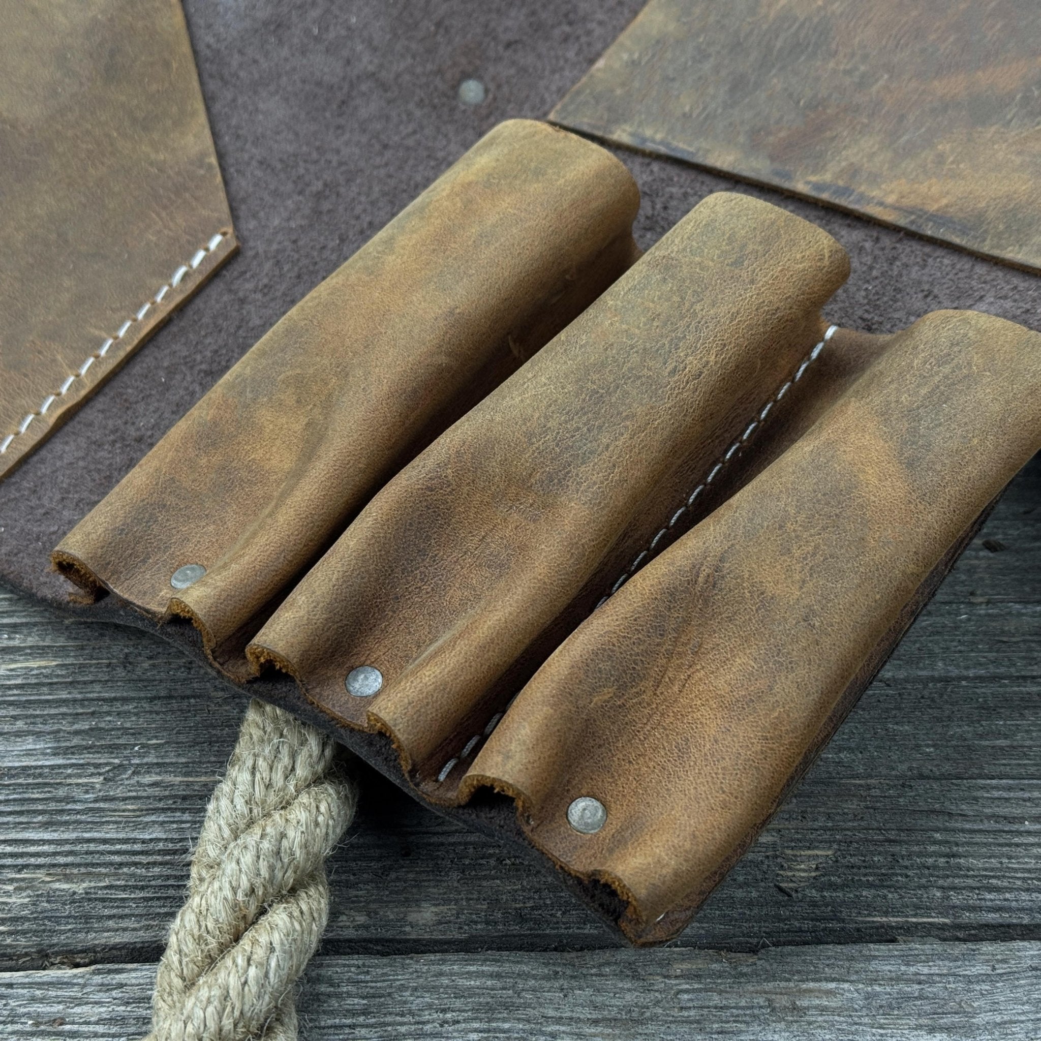 4 Pocket Leather Tool Roll for Carving Tools - Randy's LLC