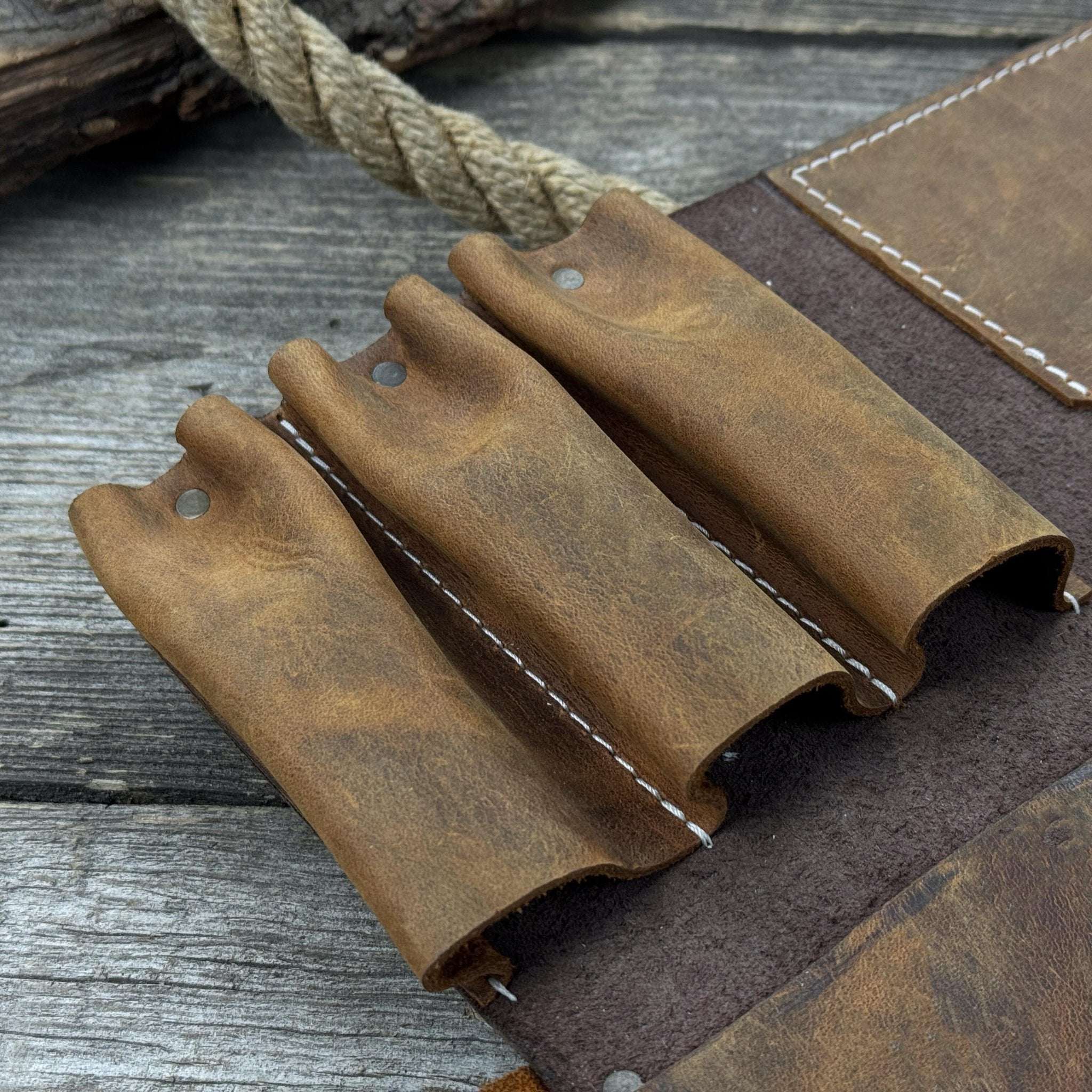 4 Pocket Leather Tool Roll for Carving Tools - Randy's LLC