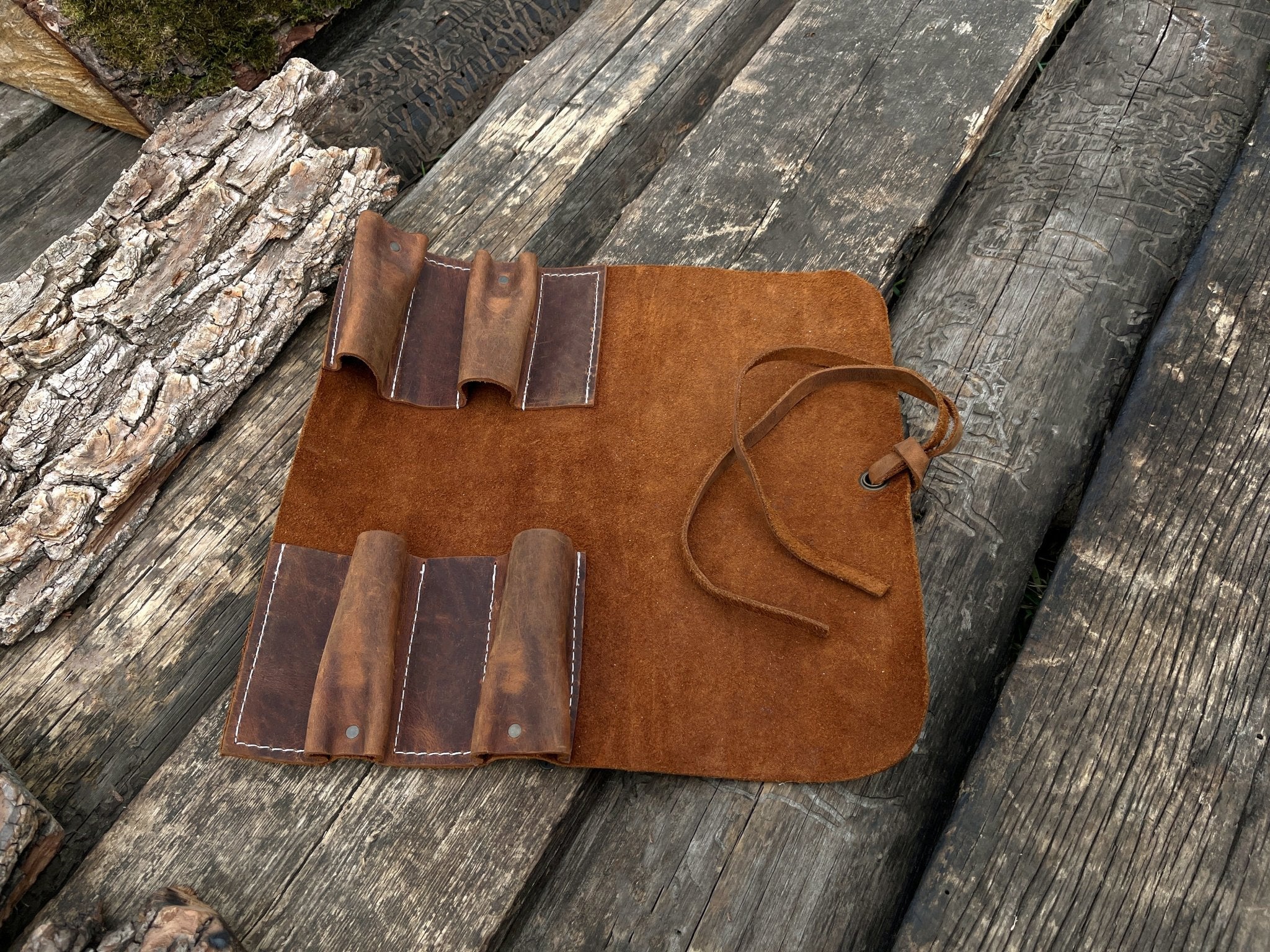 4 Pocket Leather Tool Roll - Randy's LLC
