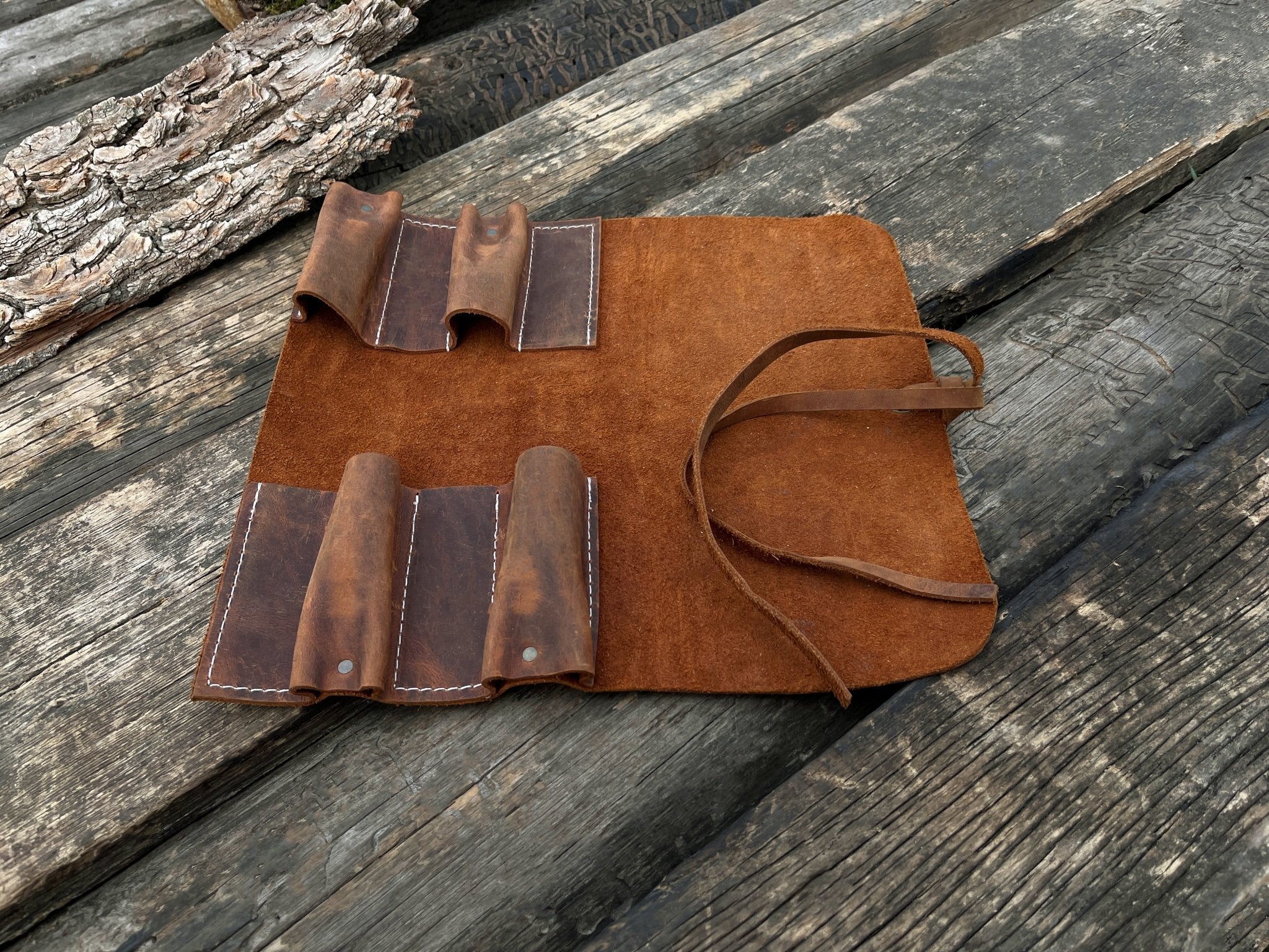 4 Pocket Leather Tool Roll - Randy's LLC