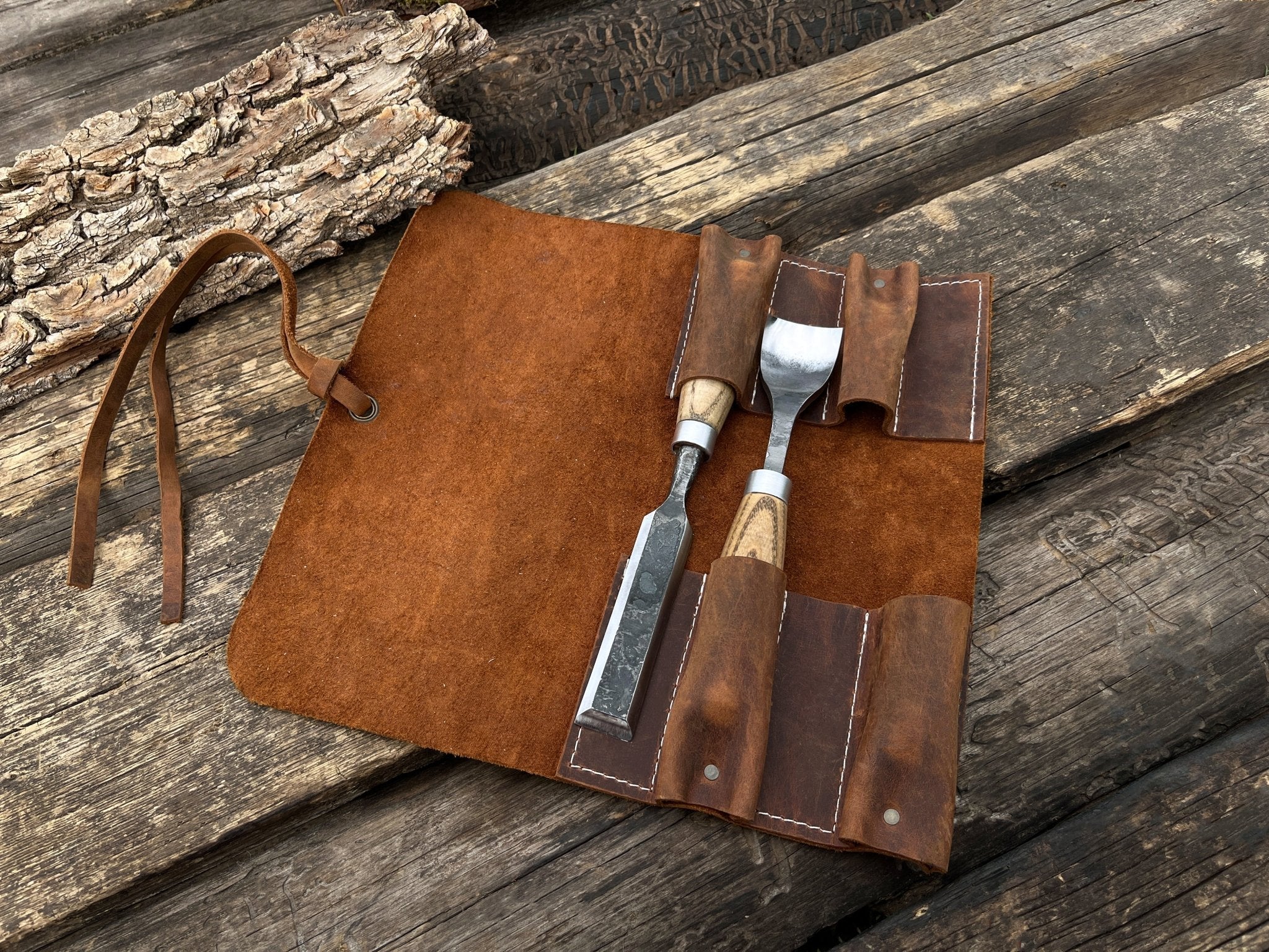 4 Pocket Leather Tool Roll - Randy's LLC