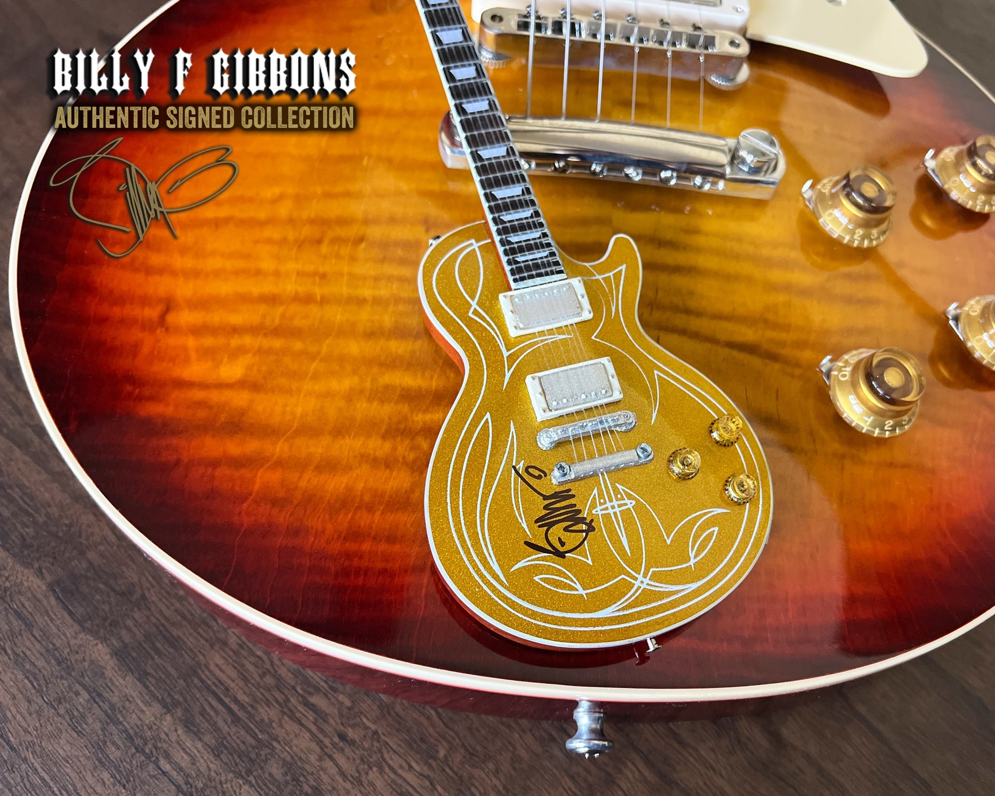 Billy F Gibbons AUTOGRAPHED COLLECTION Signature 1:4 Scale Mini Guitar Models - 1ST EDITION 2023 - Randy's LLC