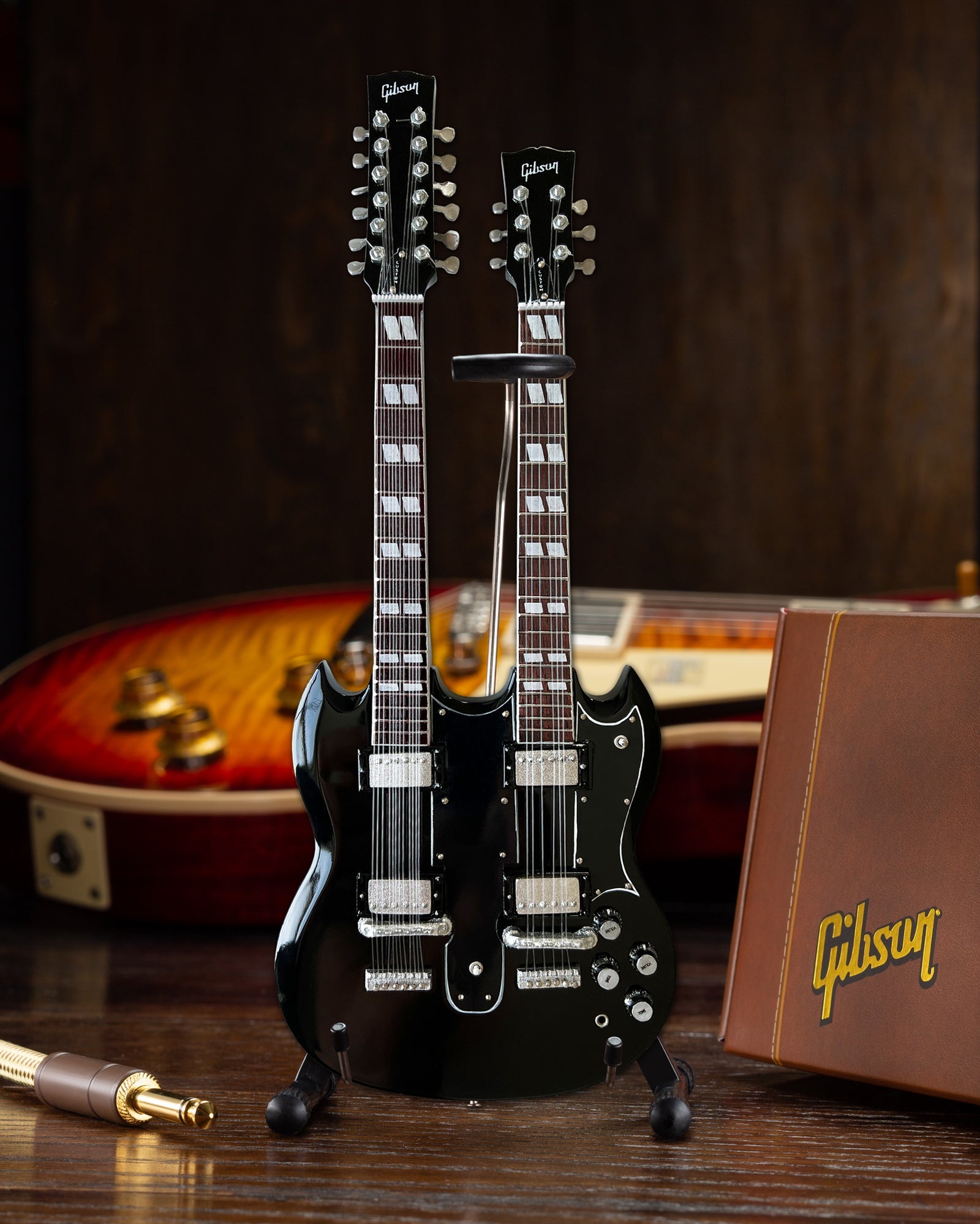 Slash Gibson 1966 EDS-1275 Doubleneck - Aged Mini Guitar Replica Model - Randy's LLC