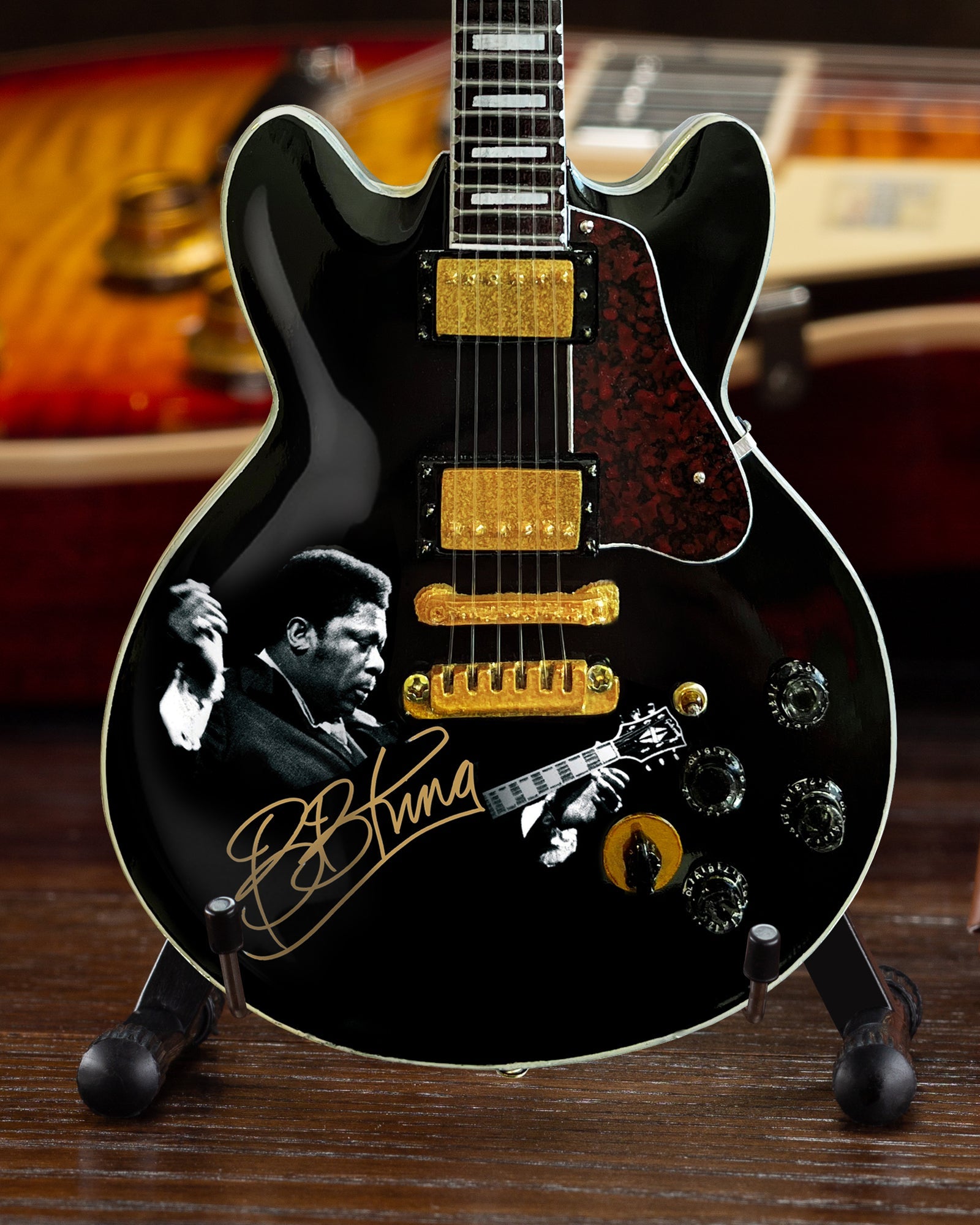 BB KING TRIBUTE Gibson ES-355 Lucille Ebony Miniature Guitar Model - Randy's LLC