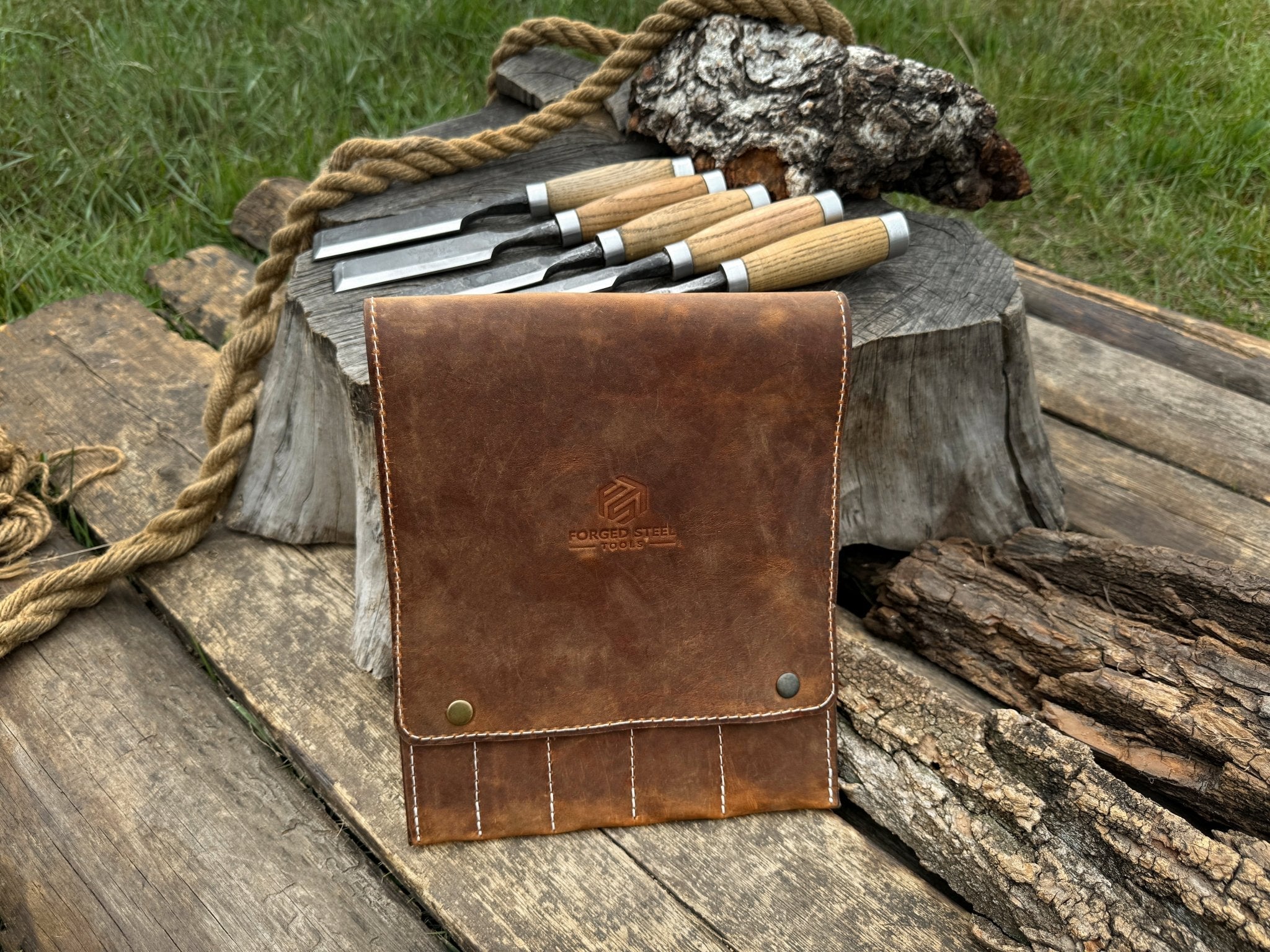 5-Piece Small Timber Framing Chisel Set with Leather Case - Randy's LLC