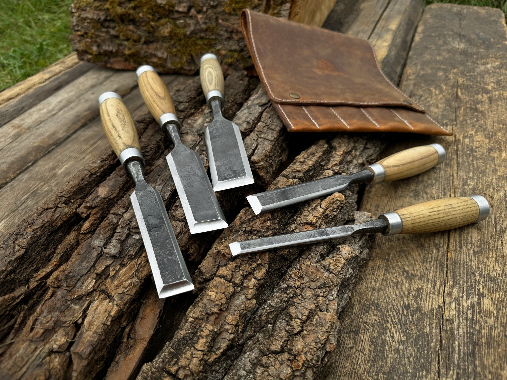 5-Piece Small Timber Framing Chisel Set with Leather Case - Randy's LLC