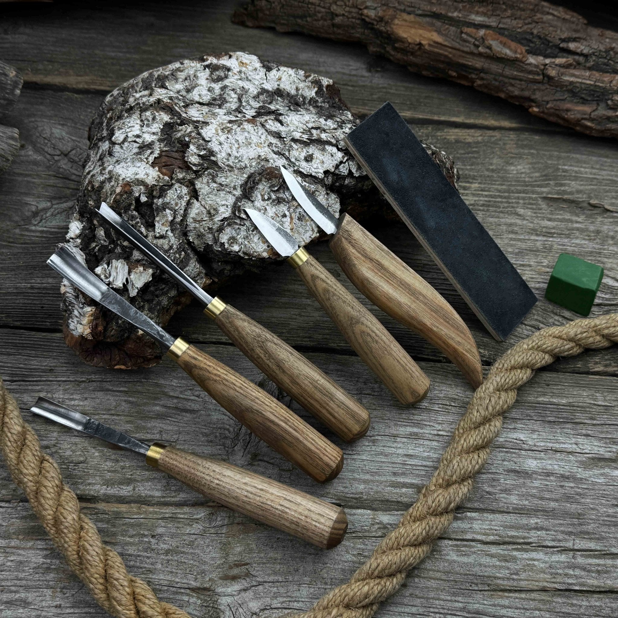 5-Piece Wood Carving Tool Set with Sharpening Board & Leather Case - Randy's LLC