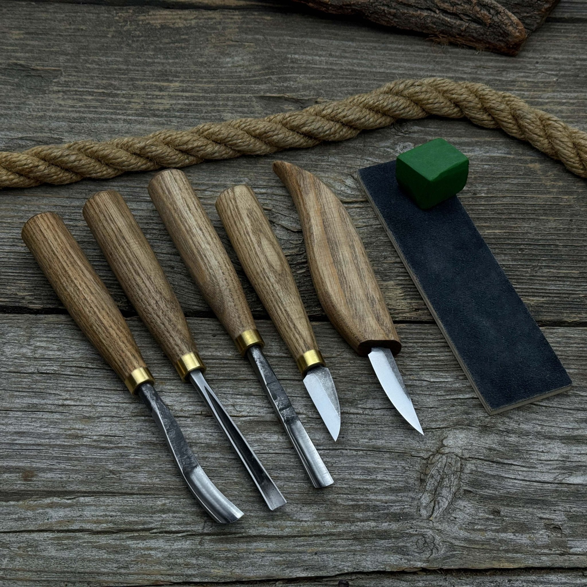 5-Piece Wood Carving Tool Set with Sharpening Board & Leather Case - Randy's LLC
