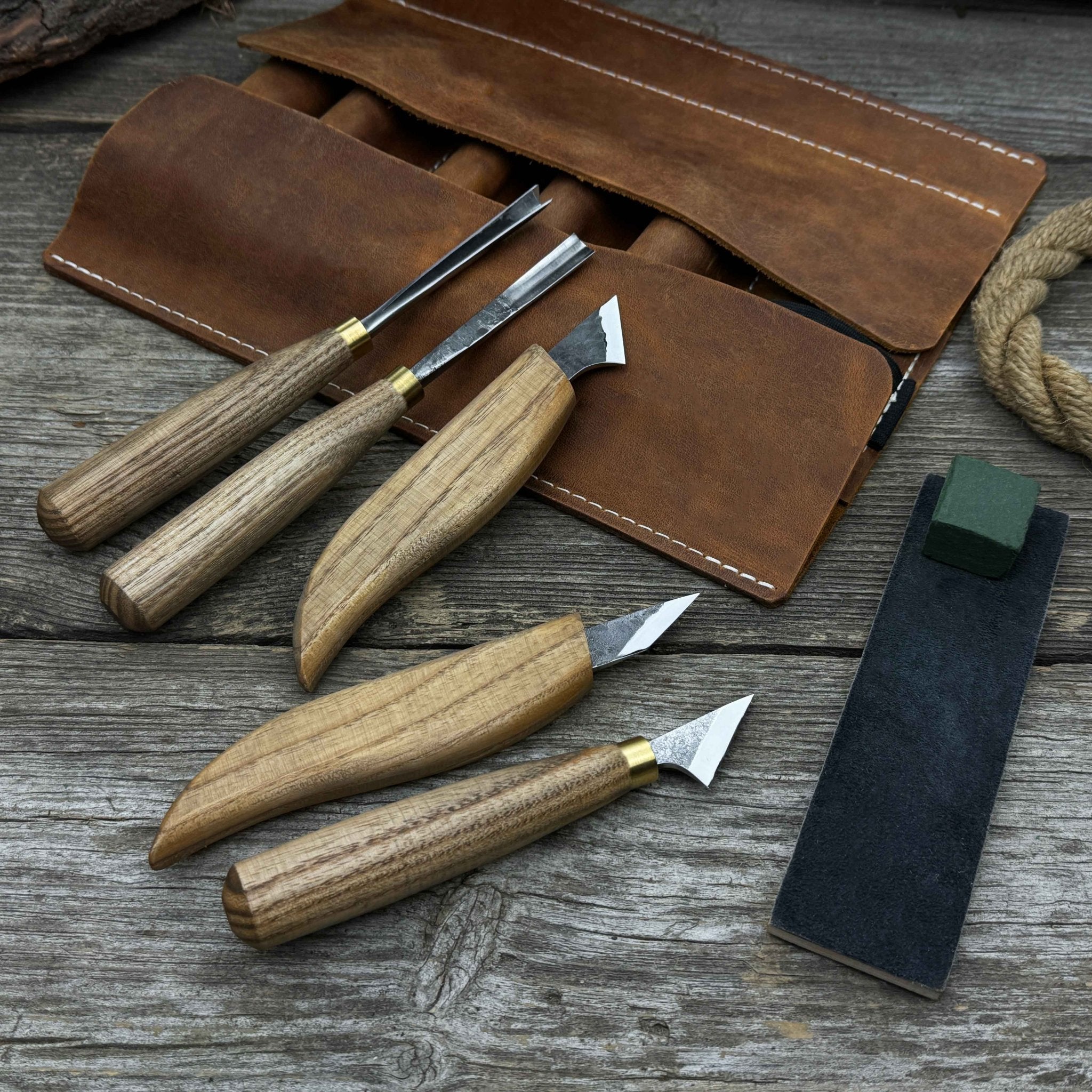 5-Piece Wood Carving Tool Set with Sharpening Board - Randy's LLC