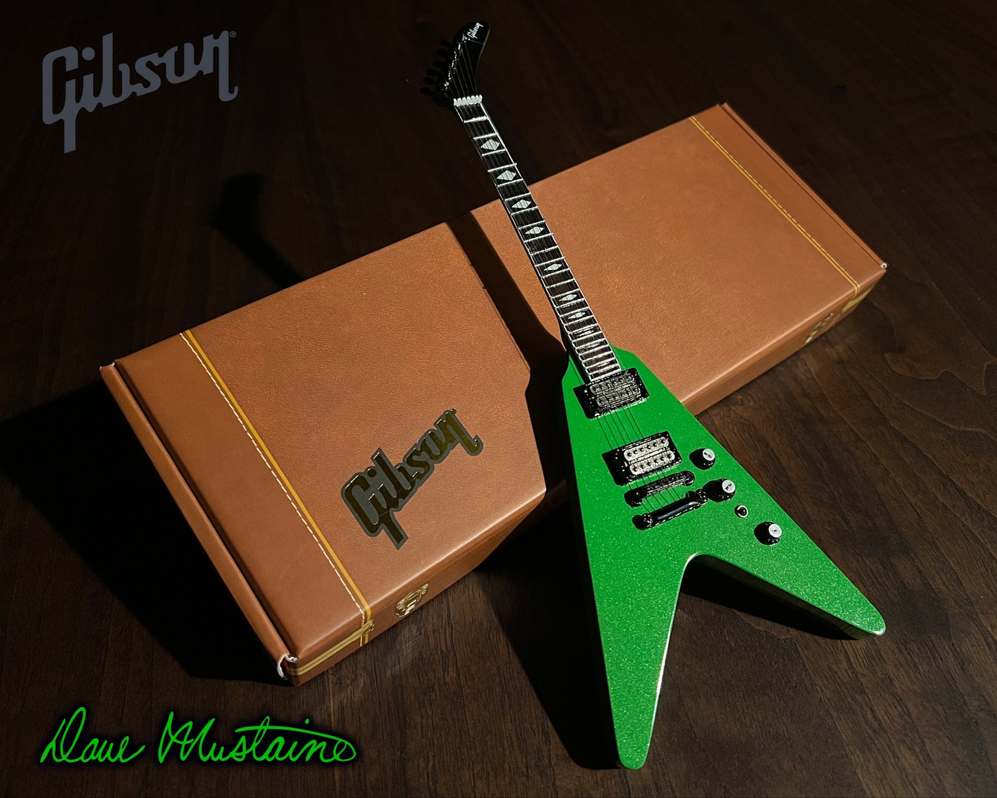 Dave Mustaine Gibson Flying V EXP Rust In Peace Alien Tech Green Mini Guitar Model - Randy's LLC