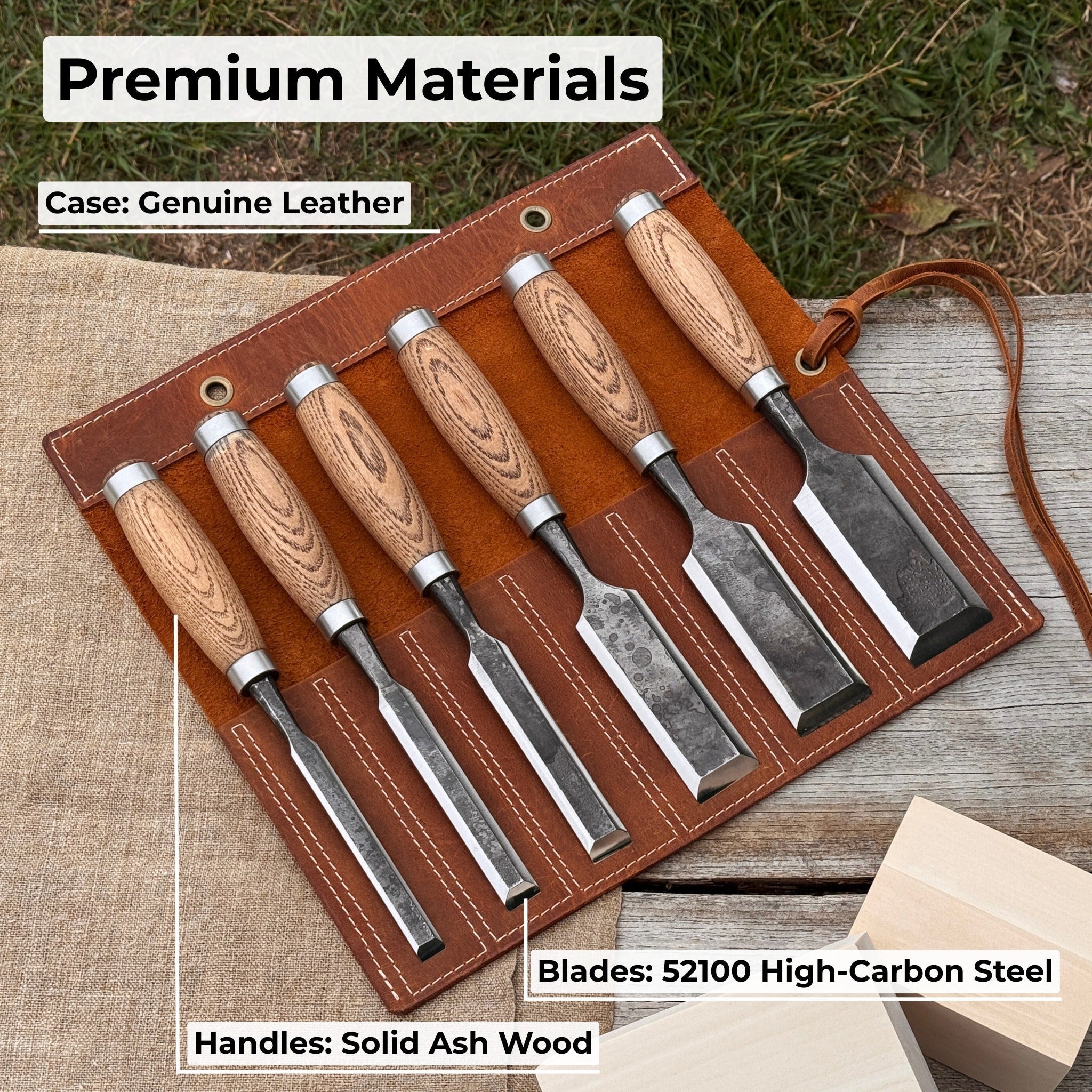 6-Piece Wood Carving Chisel Set & Leather Tool Roll - Randy's LLC