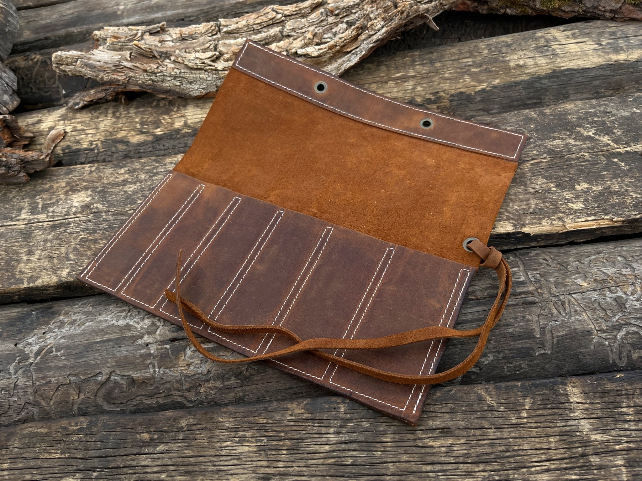 6 Pocket Leather Chisel Roll - Randy's LLC