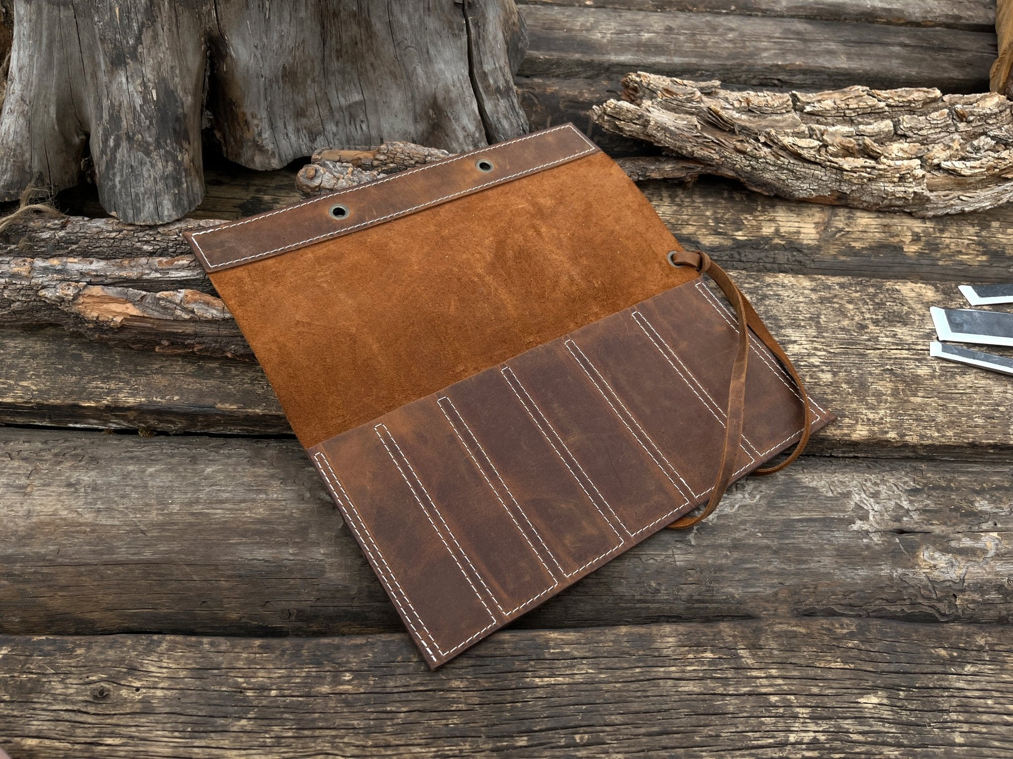 6 Pocket Leather Chisel Roll - Randy's LLC