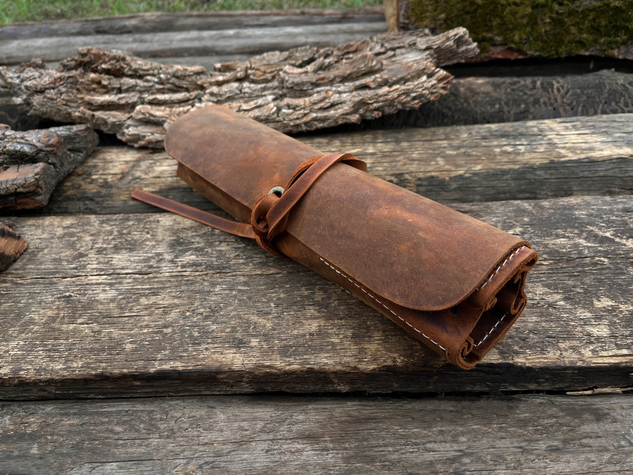 6 Pocket Leather Tool Roll - Randy's LLC