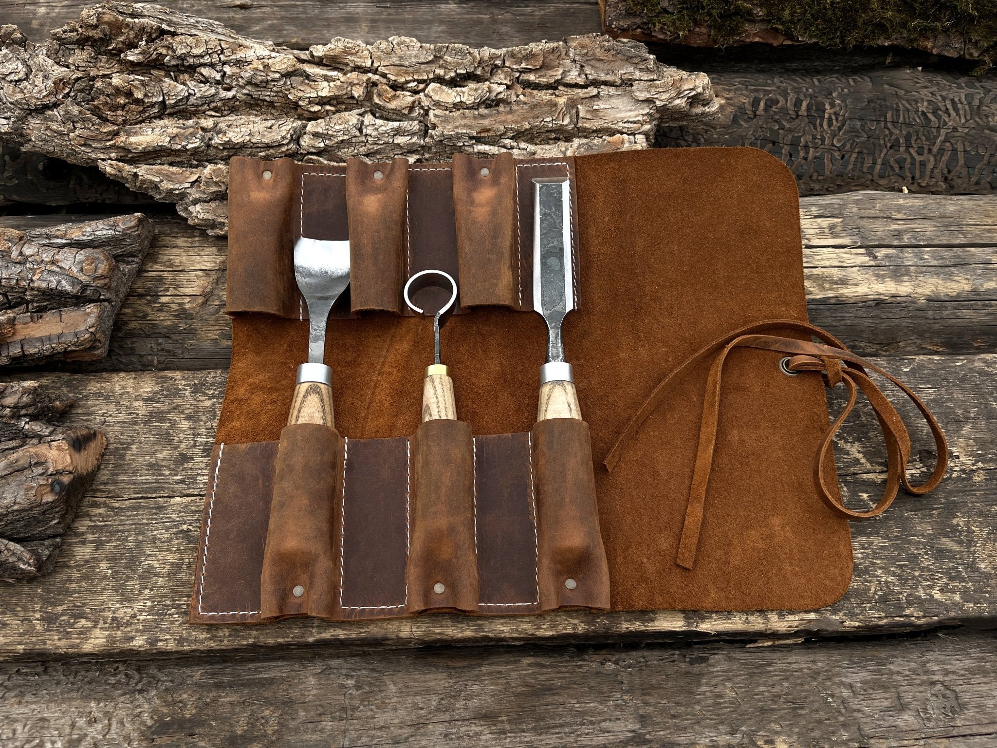 6 Pocket Leather Tool Roll - Randy's LLC