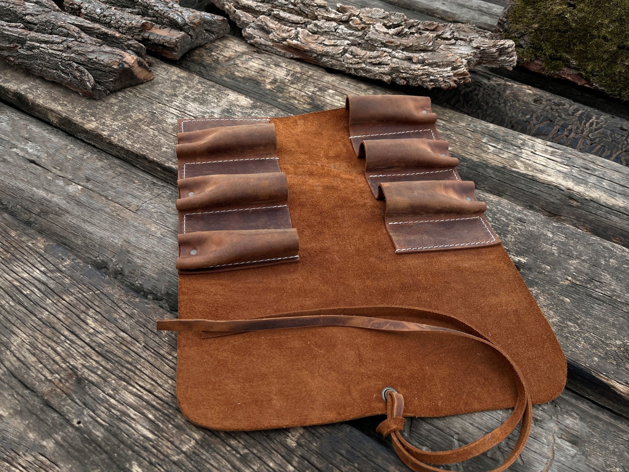 6 Pocket Leather Tool Roll - Randy's LLC