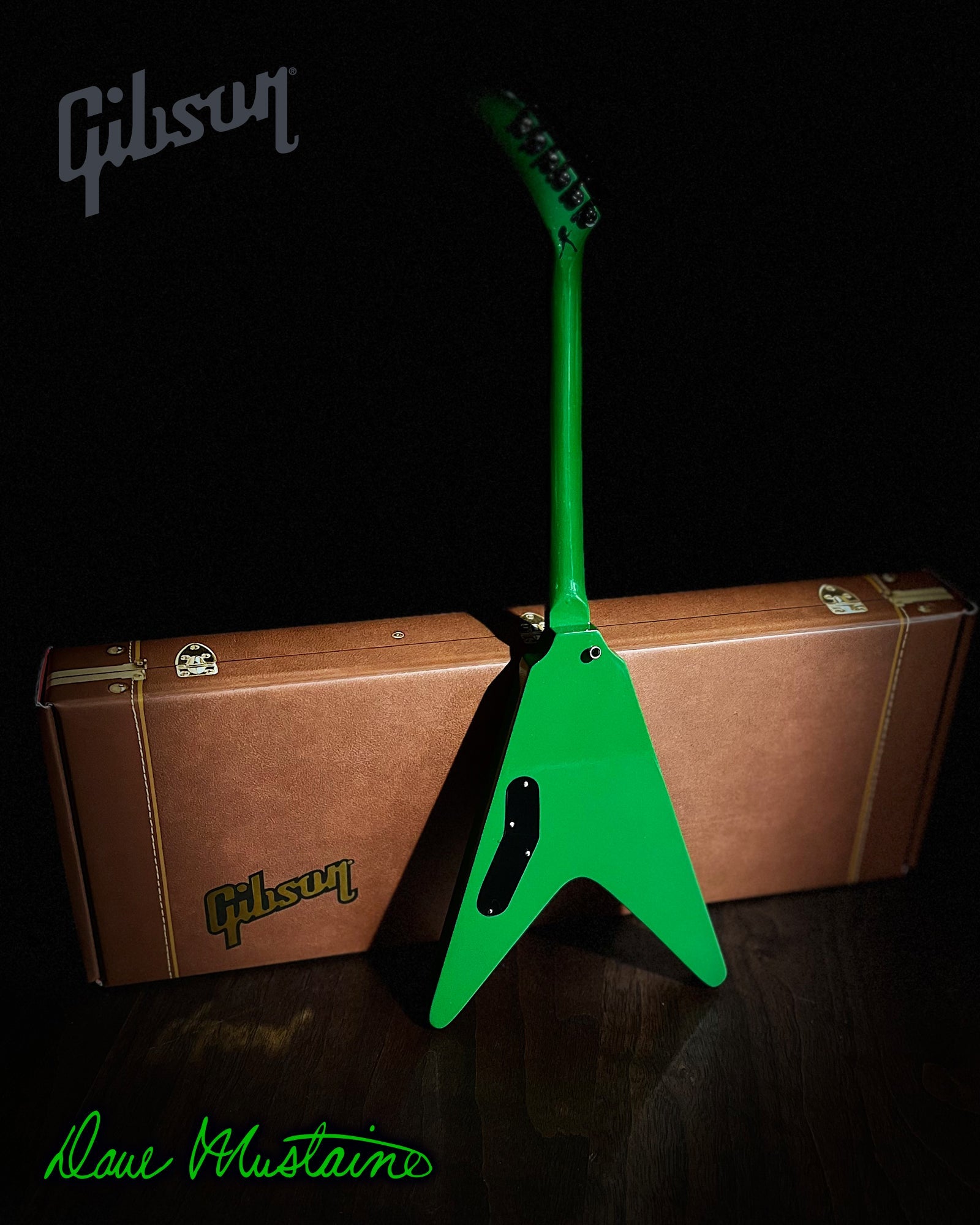 Dave Mustaine Gibson Flying V EXP Rust In Peace Alien Tech Green Mini Guitar Model - Randy's LLC