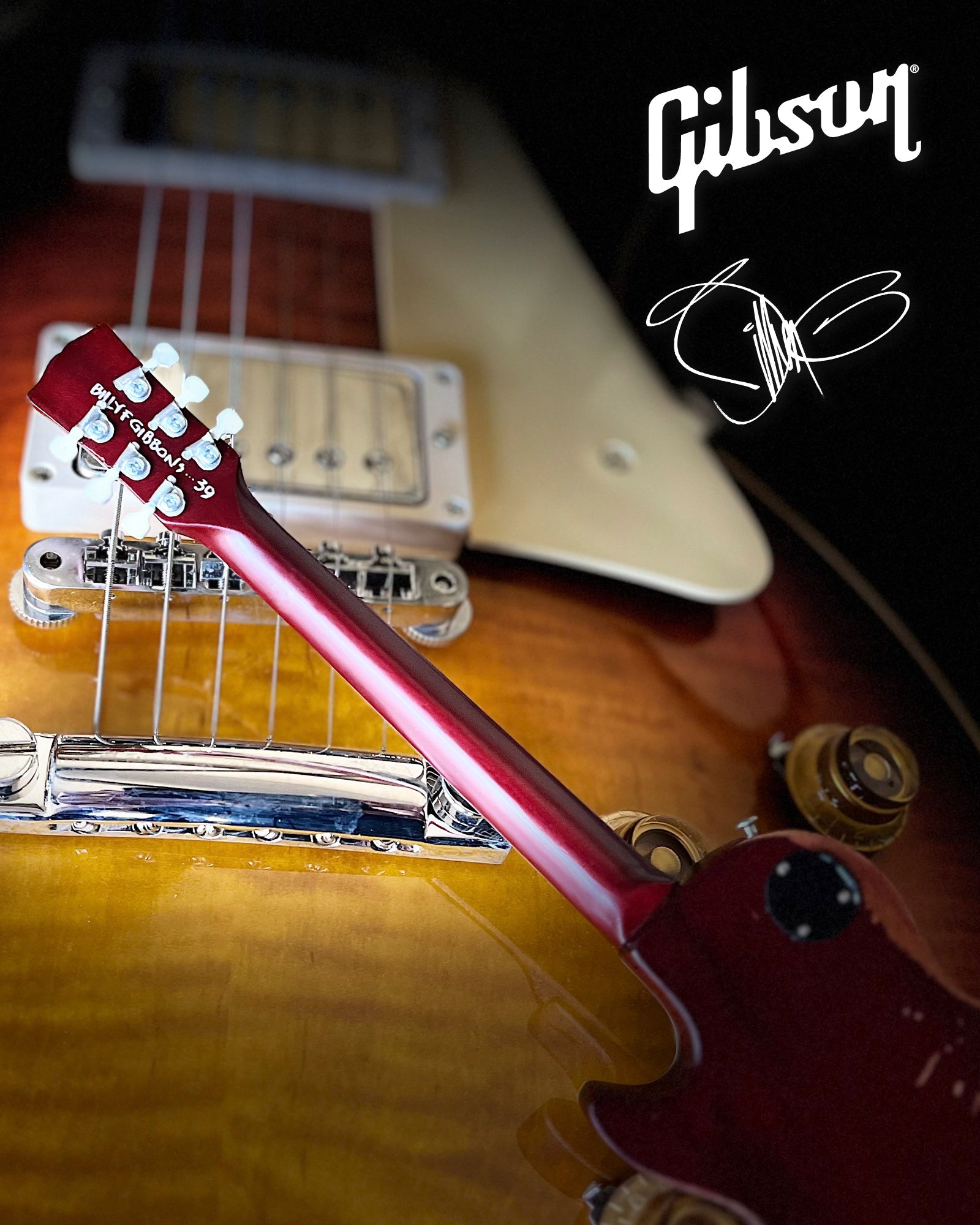 Billy F Gibbons AUTOGRAPHED Aged "Pearly Gates" Gibson Les Paul Mini Guitar Model - Randy's LLC