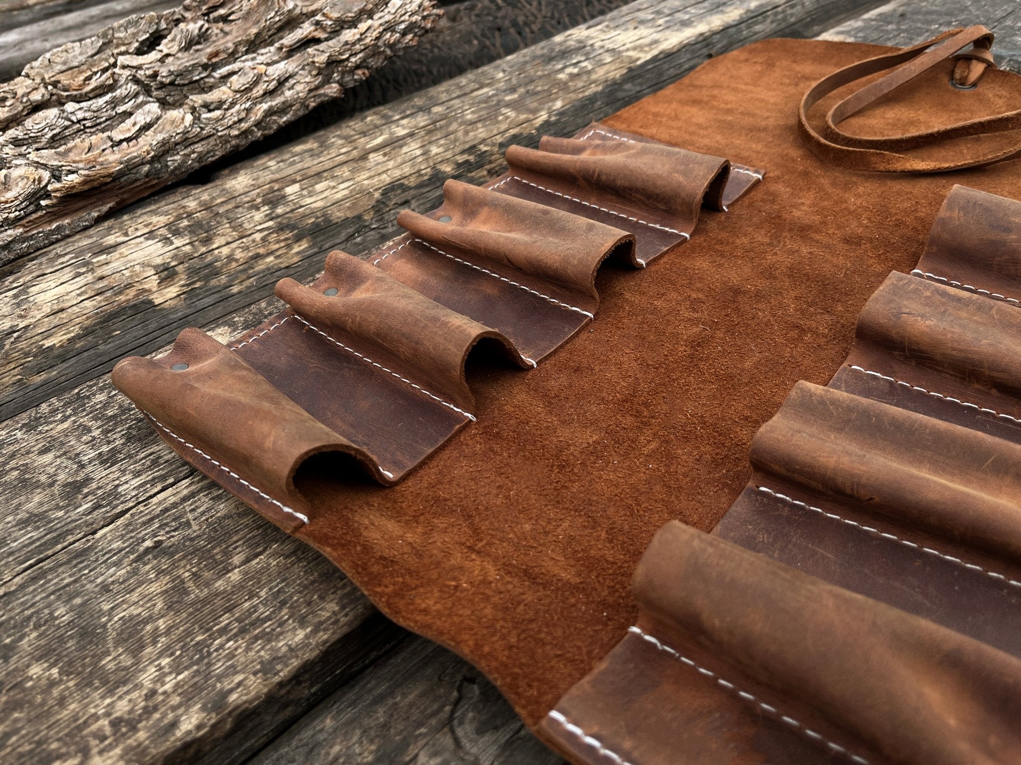 8 Pocket Leather Tool Roll - Randy's LLC