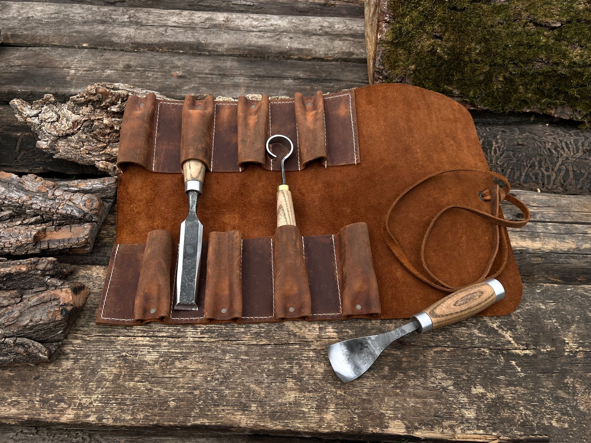 8 Pocket Leather Tool Roll - Randy's LLC