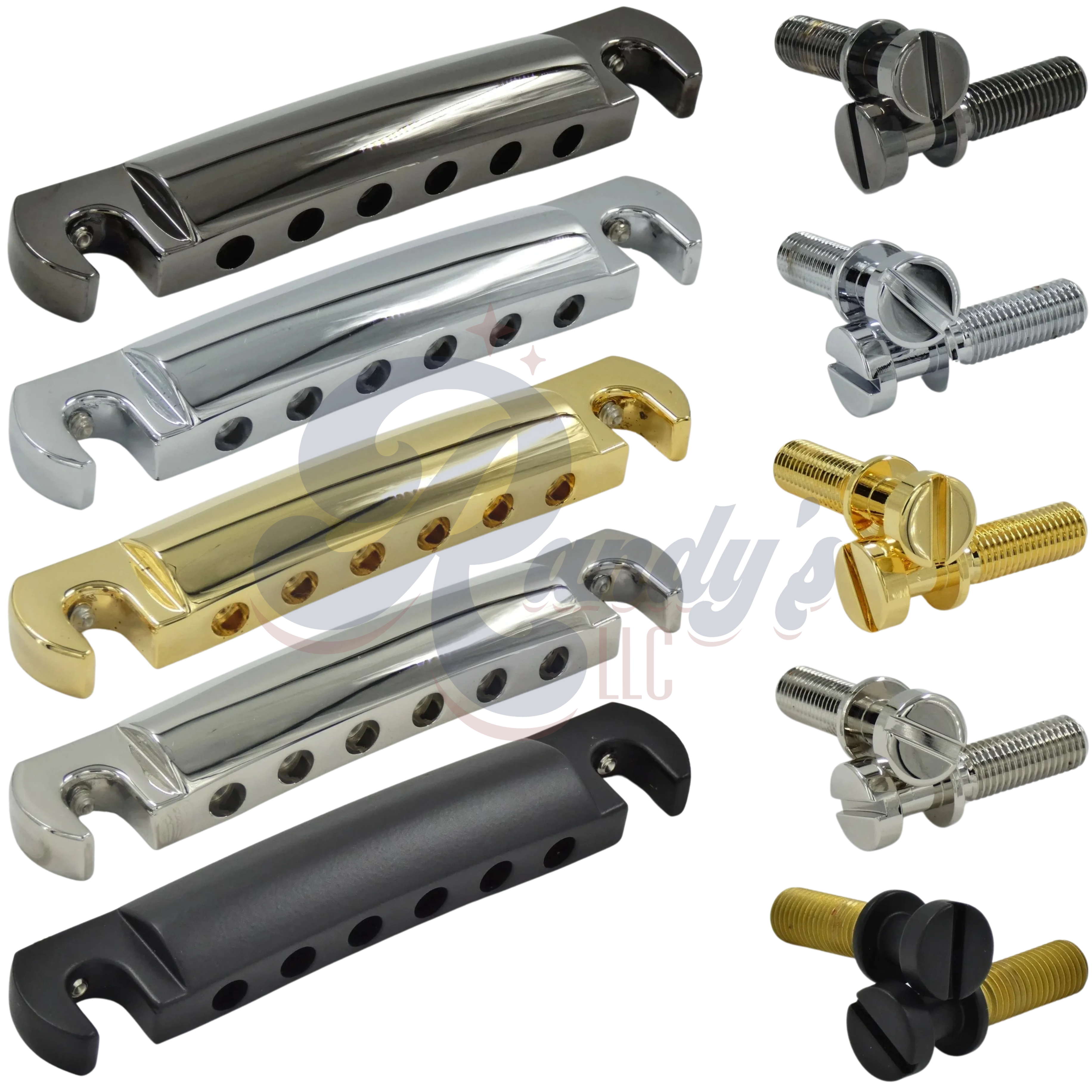 Advanced Plating (Contemporary Series) Adjustable Wraparound Stop Bar Tailpiece & Studs - Fits Gibson® Junior & Special - Randy's LLC
