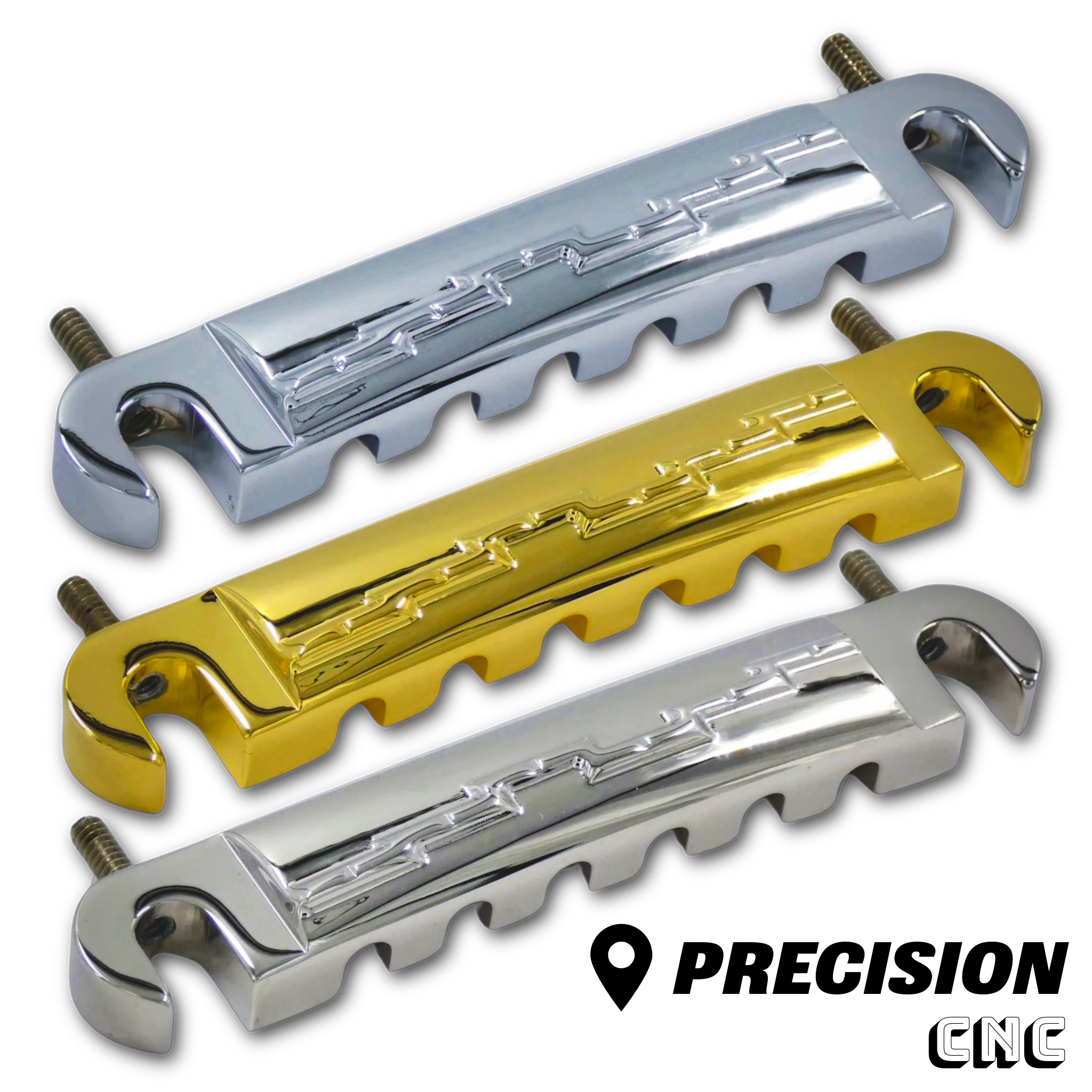 Precision Compensated "Lightning" Stop Bar Tailpiece w/ String Notches - Fits Gibson® - Randy's LLC