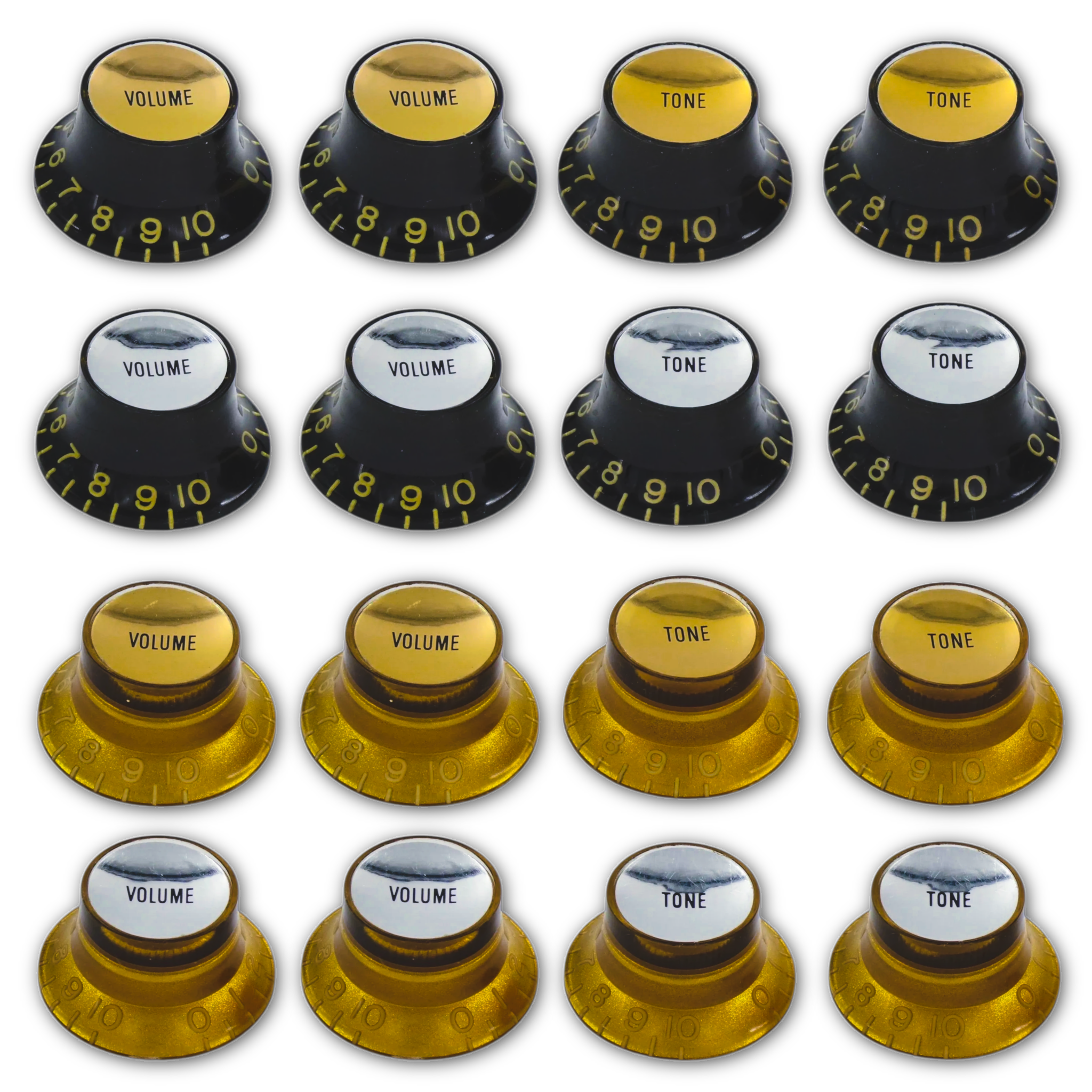 (Historic Series) CAB Top Hat/Reflector Knobs - Tone & Volume (4-Pack) - Fits Gibson® - Randy's LLC