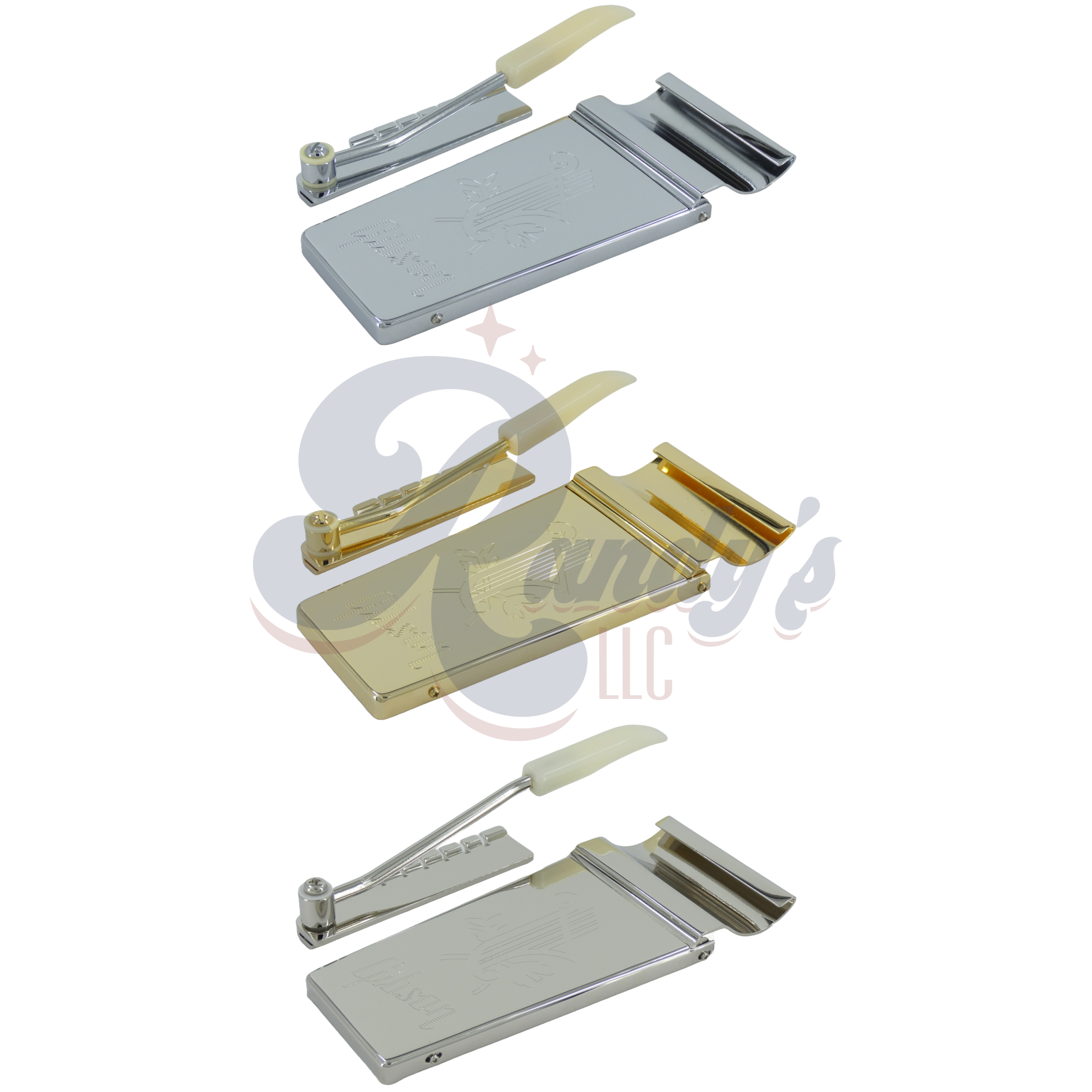 Advanced Plating | Maestro Lyre Vibrola Tremolo Tailpiece (10° Long) Engraved - Fits Gibson® - Randy's LLC