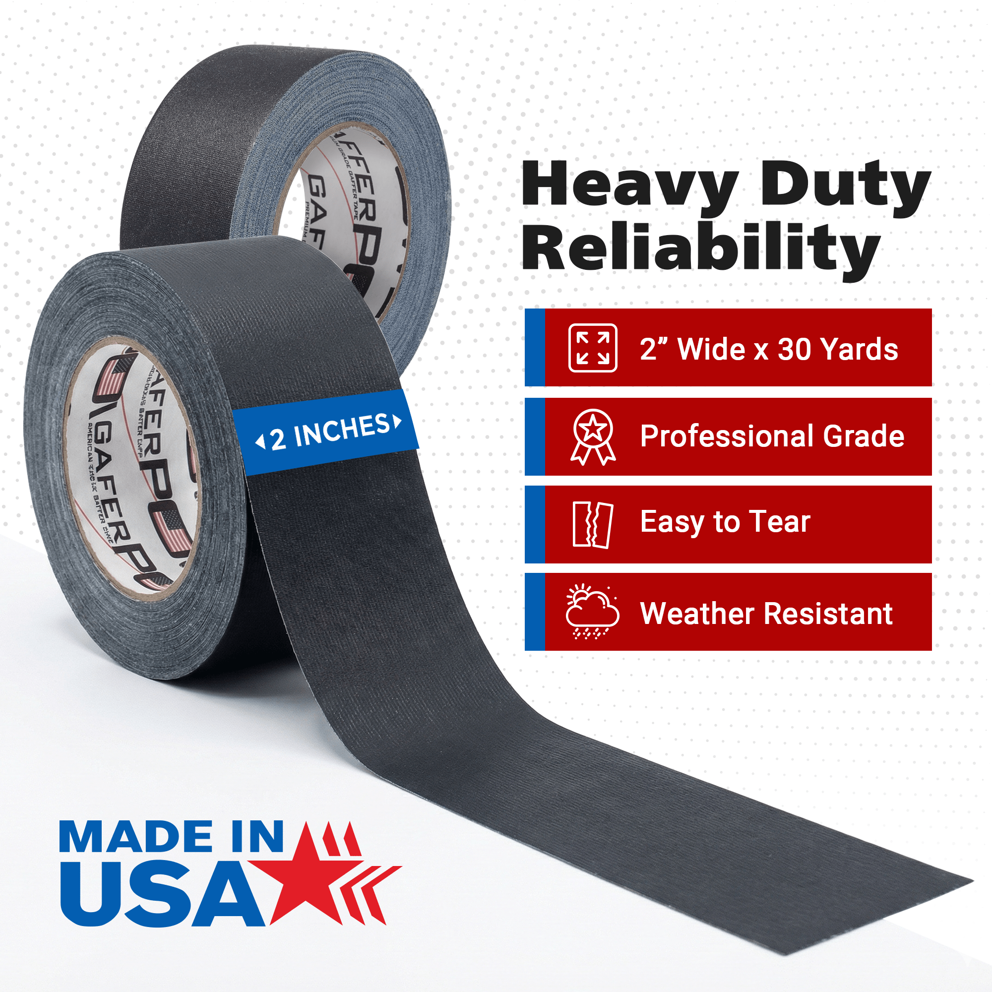 Gaffer Tape — Black 2" x 30yd - Randy's LLC
