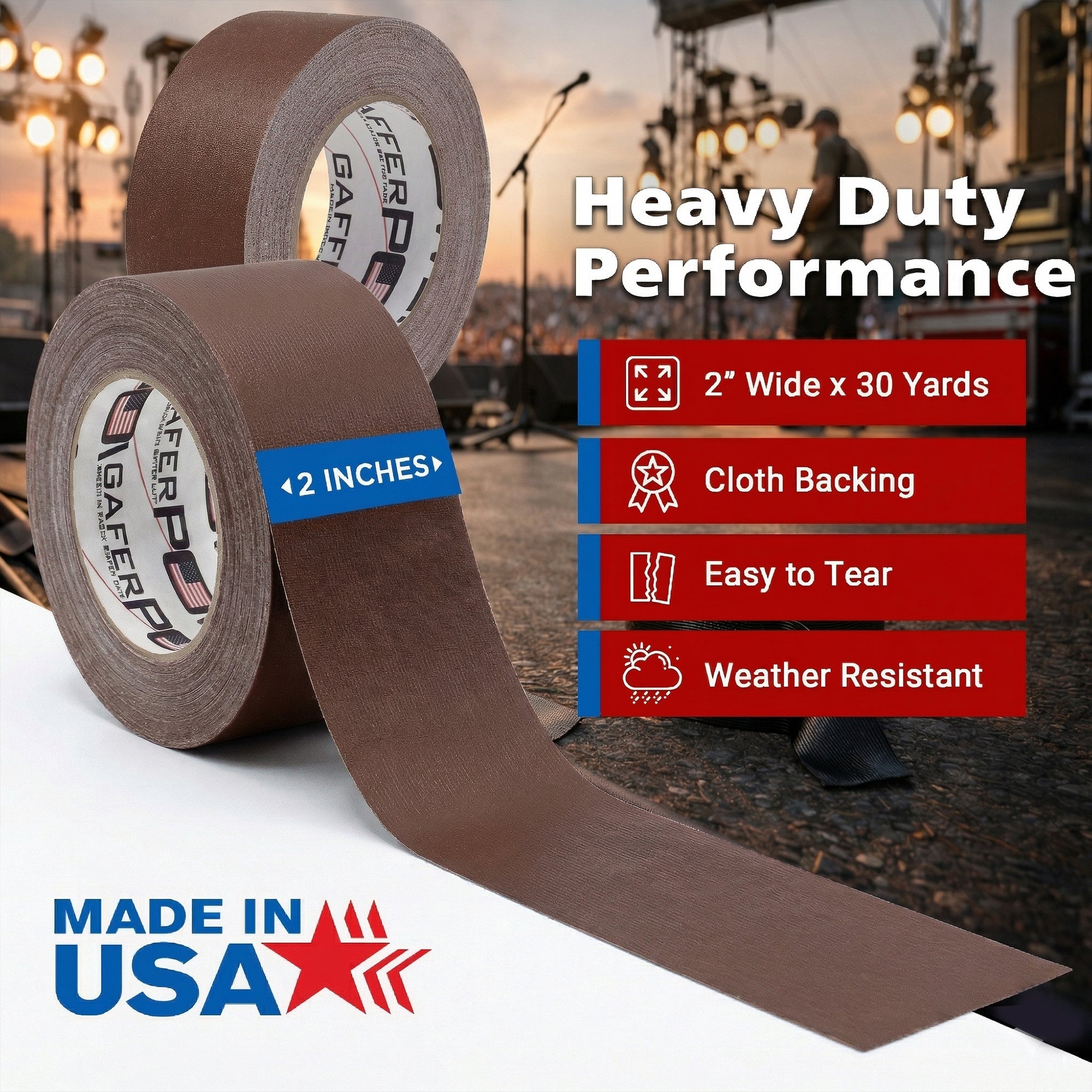 Gaffer Tape — Brown 2" x 30yd - Randy's LLC