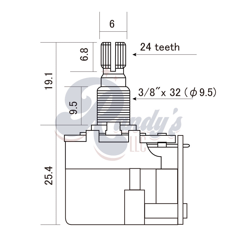 CTS 250K Push-Pull DPDT Potentiometer (Audio Taper/Imperial) - Fits Gibson®