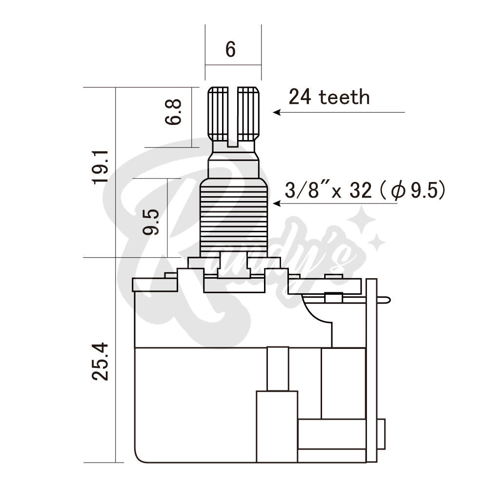 1MΩ Potentiometer ⅜