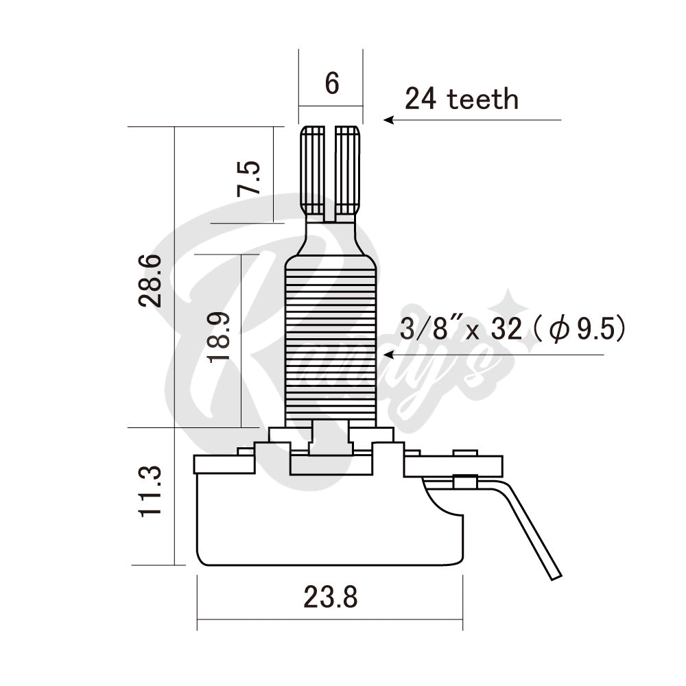 550KΩ Potentiometer ¾" Bushing (Fine) Long - Fits Gibson® Les Paul® - Randy's LLC