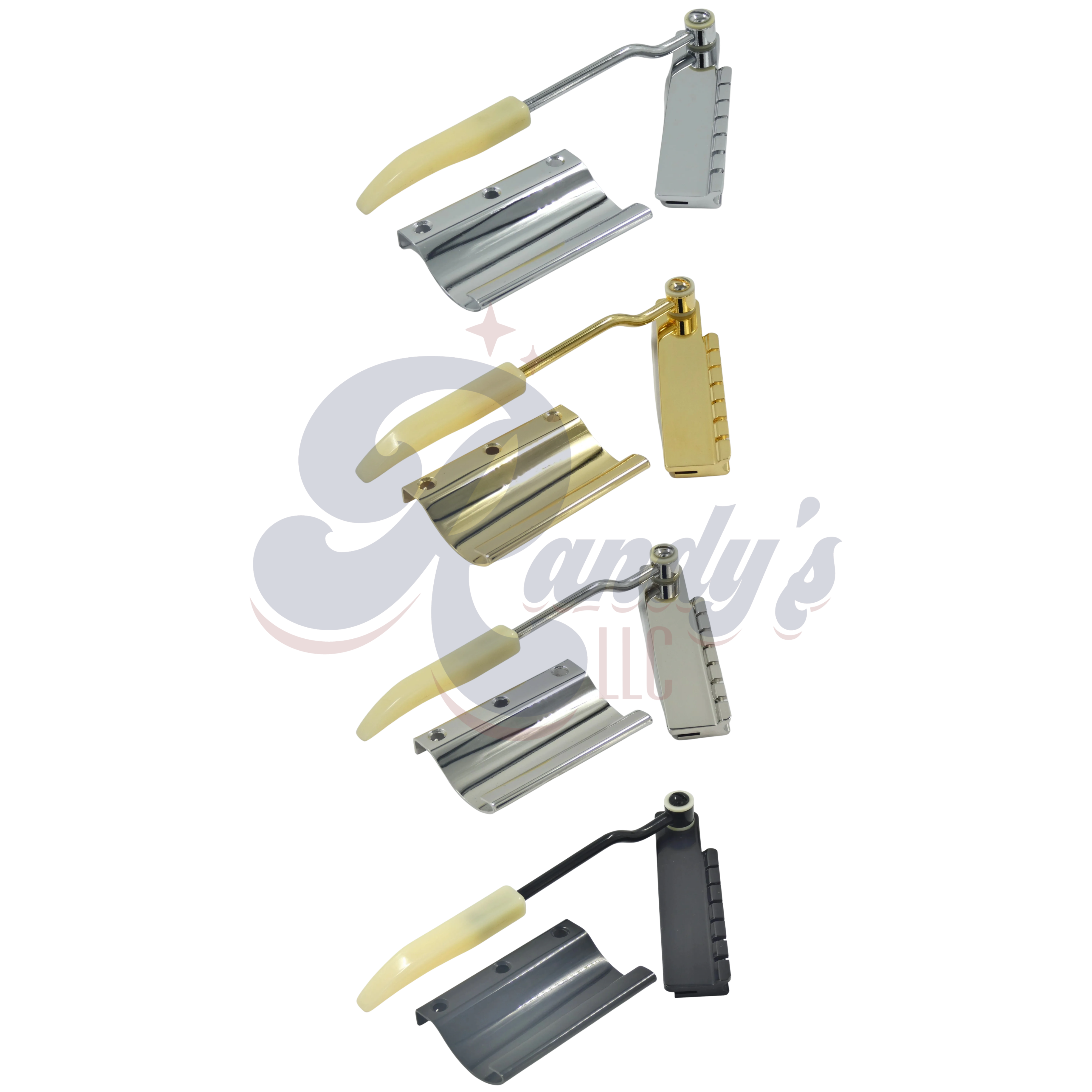 Advanced Plating | Maestro Lyre Vibrola Tremolo Tailpiece (14° Short Spring) w/ Compensated Arm (NOS) - Fits Gibson® N-225 - Randy's LLC
