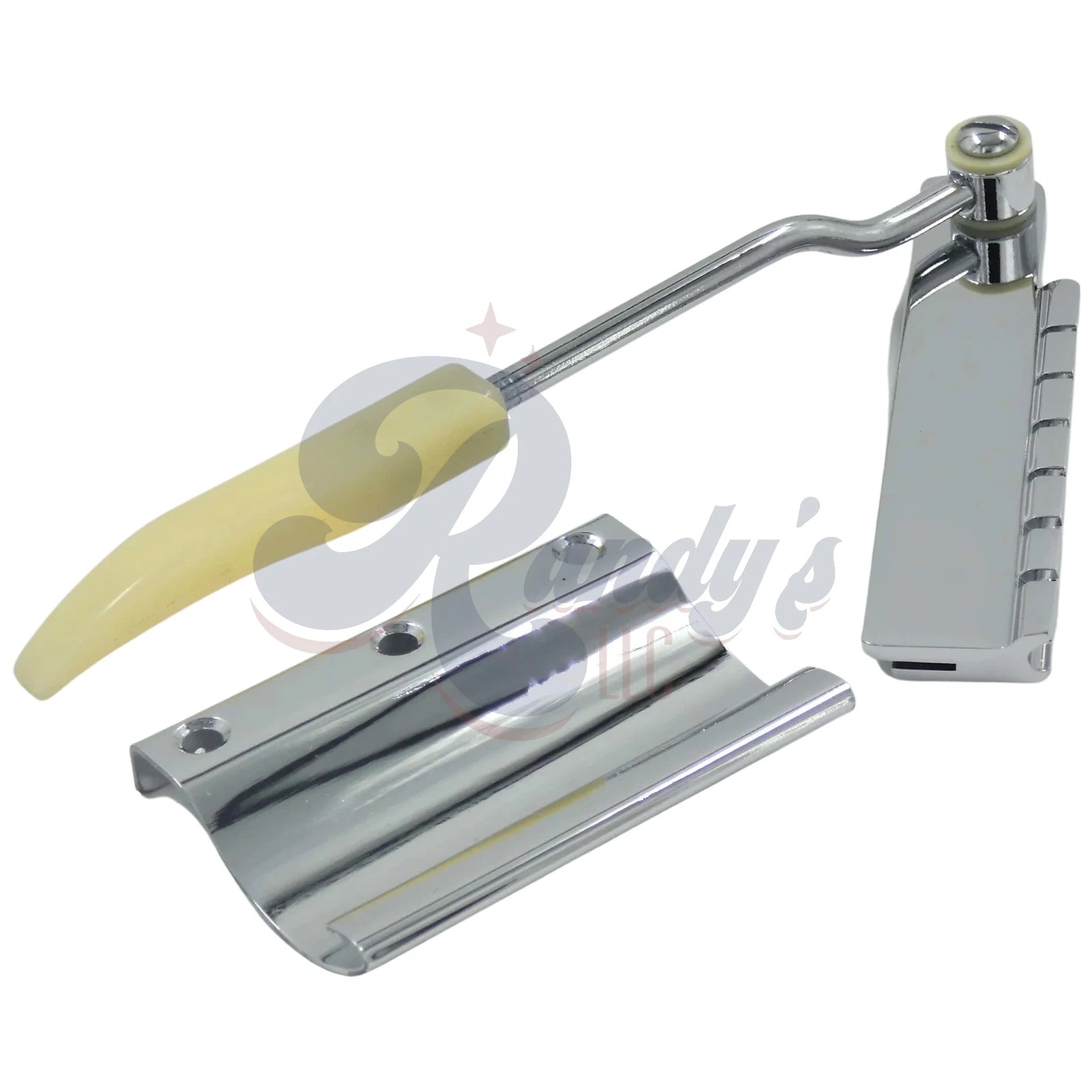 Advanced Plating | Maestro Lyre Vibrola Tremolo Tailpiece (14° Short Spring) w/ Compensated Arm (NOS) - Fits Gibson® N-225 - Randy's LLC