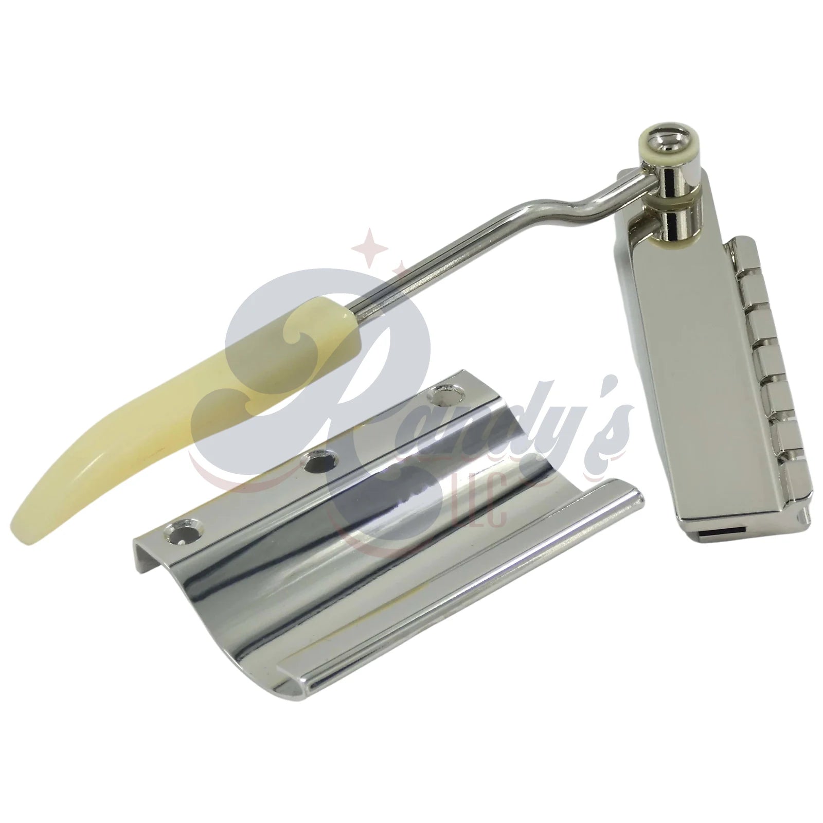 Advanced Plating | Maestro Lyre Vibrola Tremolo Tailpiece (14° Short Spring) w/ Compensated Arm (NOS) - Fits Gibson® N-225 - Randy's LLC