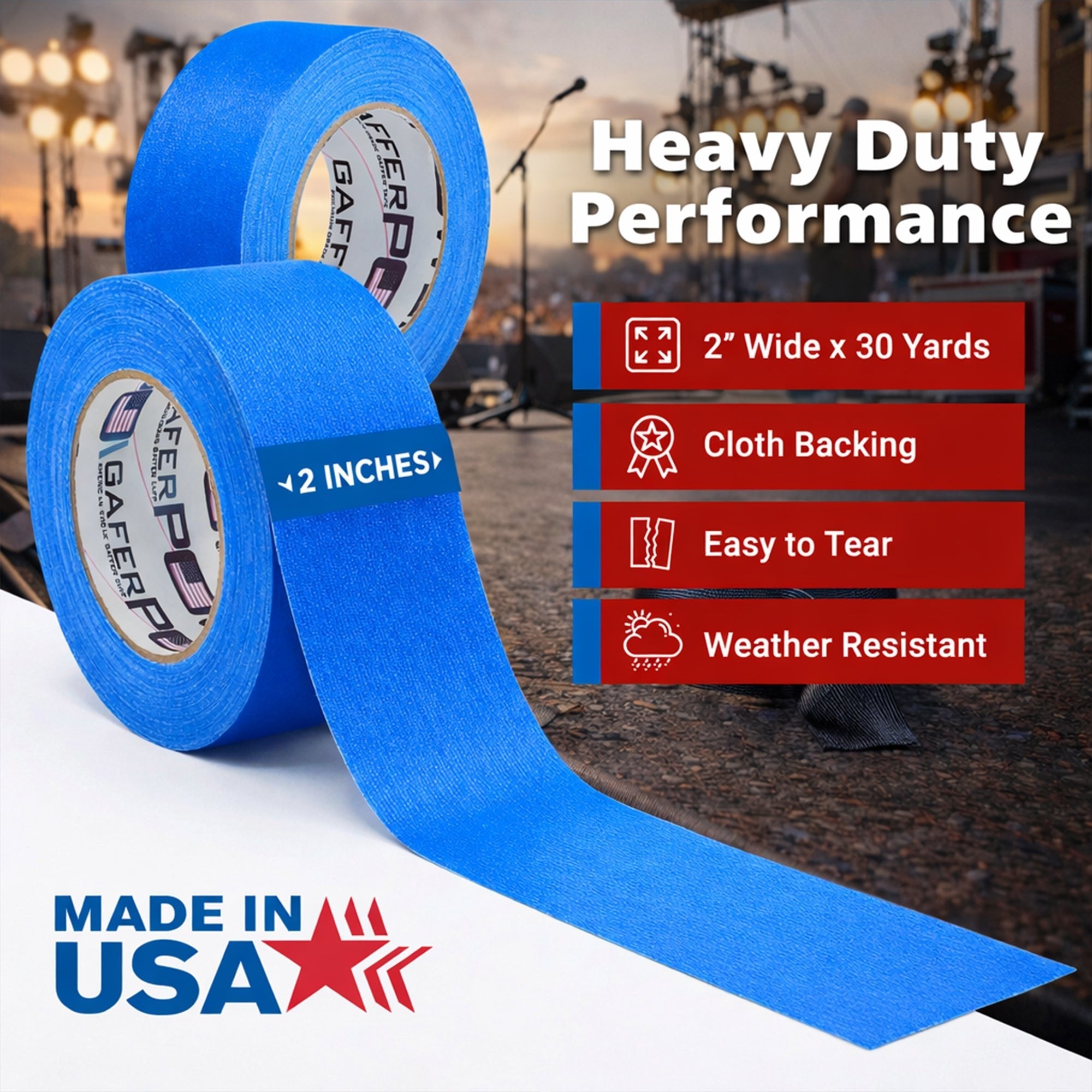 Gaffer Tape — Electric Blue 2" x 30yd - Randy's LLC
