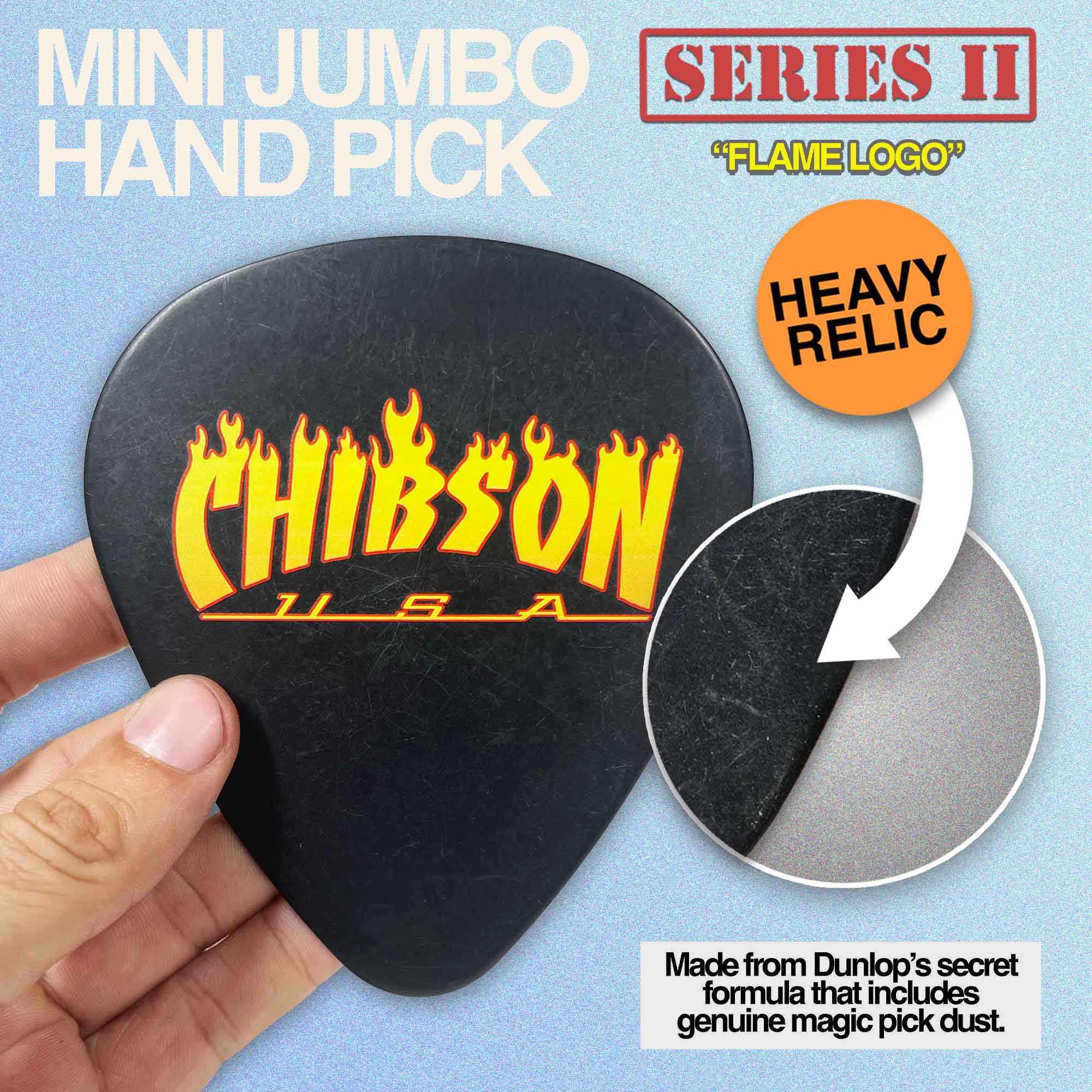 Flame Logo Mini Jumbo Pick (Heavy Relic) - Randy's LLC