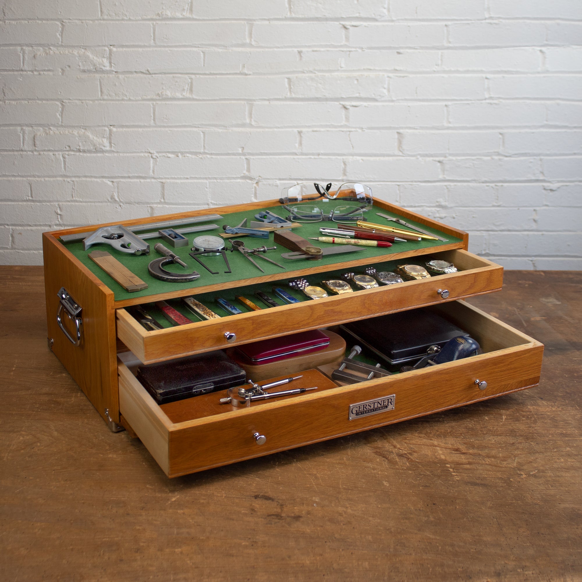 3-Drawer Mid-Base Chest Luthier Tool Box in Oak - Randy's LLC