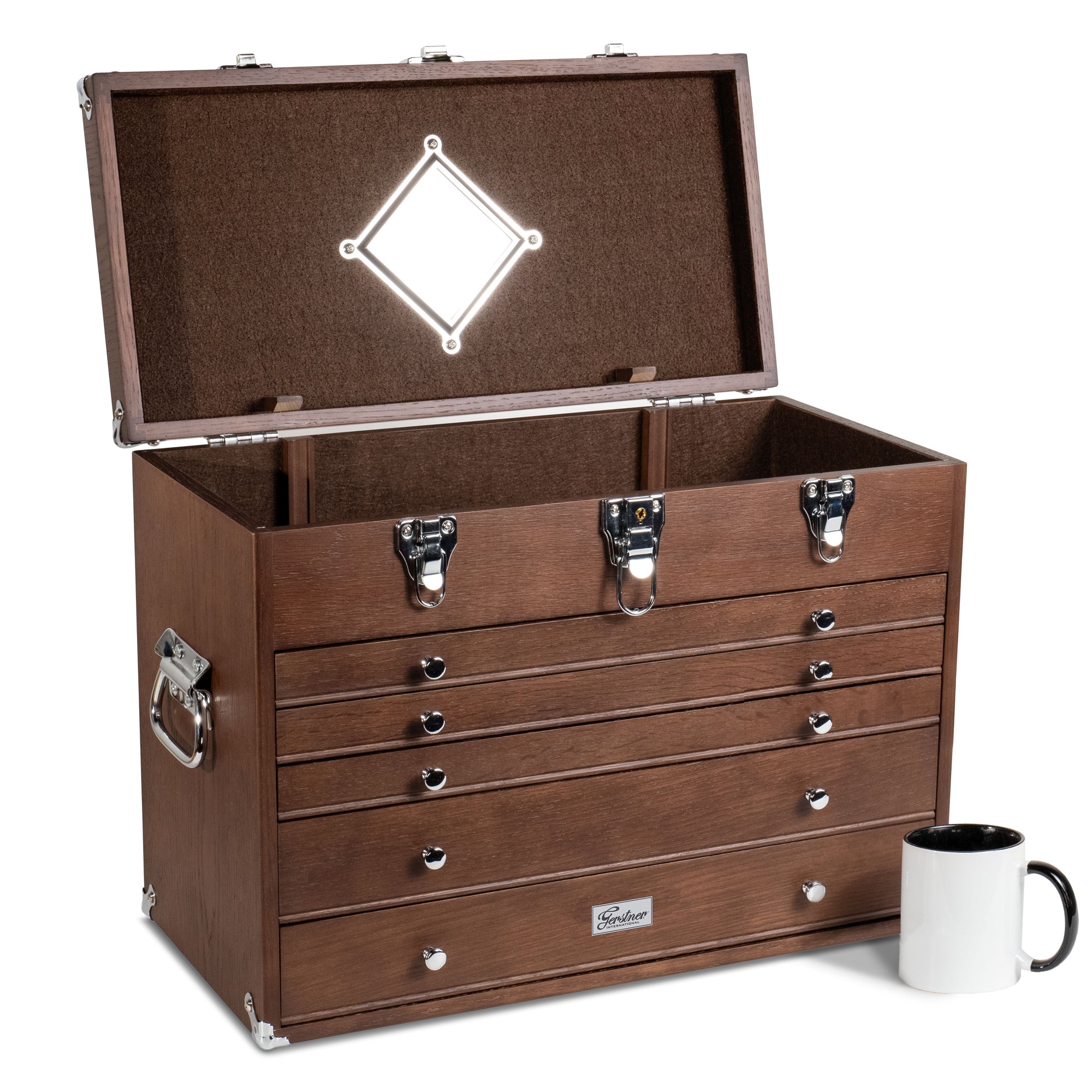 5-Drawer Top Chest Luthier Tool Box in Dark Oak - Randy's LLC