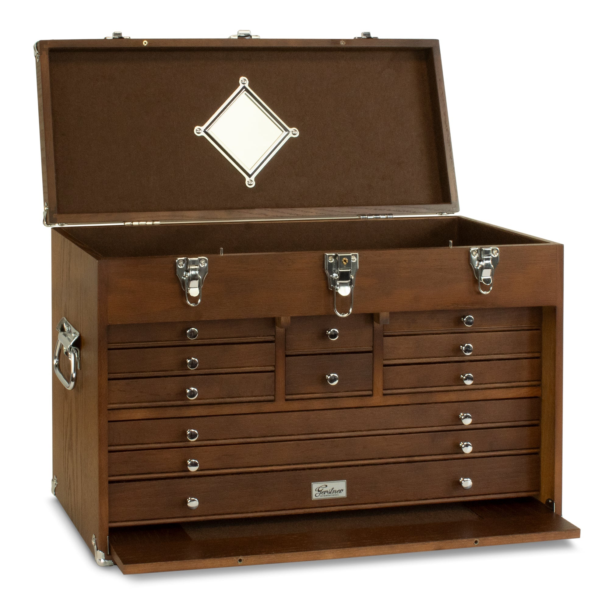 11-Drawer Top Chest Luthier Tool Box in Dark Oak - Randy's LLC