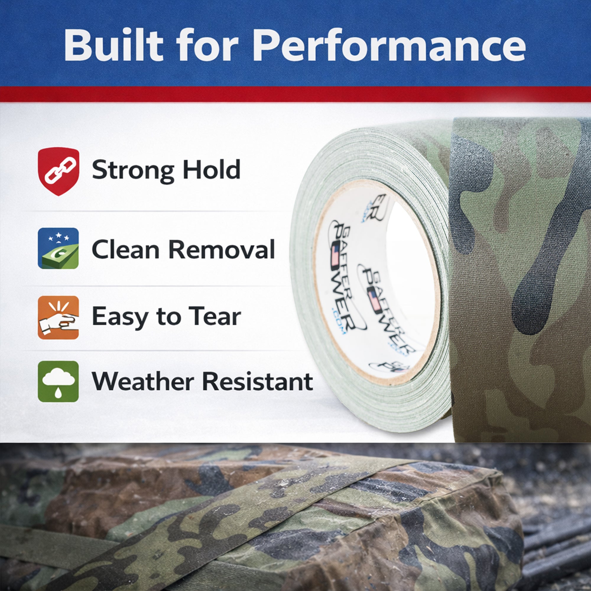 Gaffer Tape - Army Green Camo 2" x 25yd - Randy's LLC
