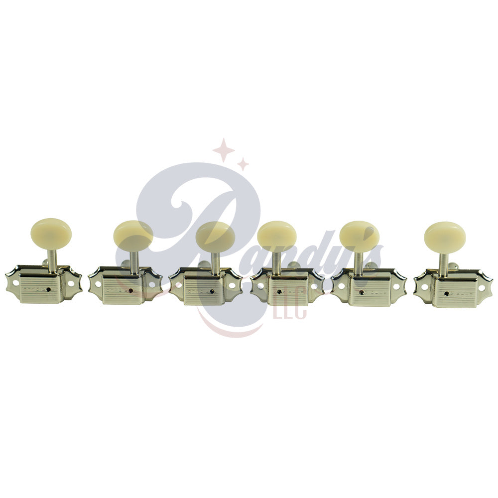 Kluson Tuners (Deluxe Series) w/ Oval Buttons (L3+R3) Single-Line - Fits Gibson® - Randy's LLC