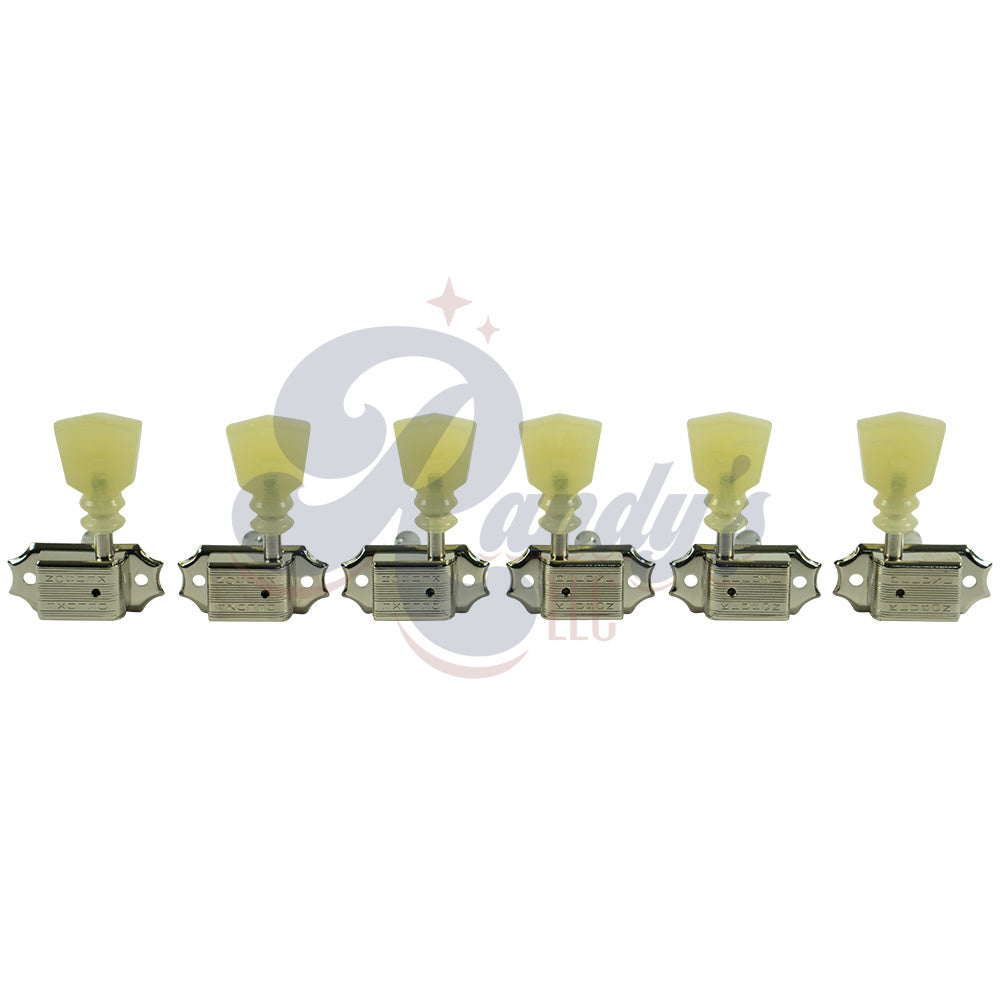 Kluson Tuners (Deluxe Series) w/ Double RIng Keystone "Tulip" Buttons (L3+R3) Double-Line - Fits Gibson® - Randy's LLC
