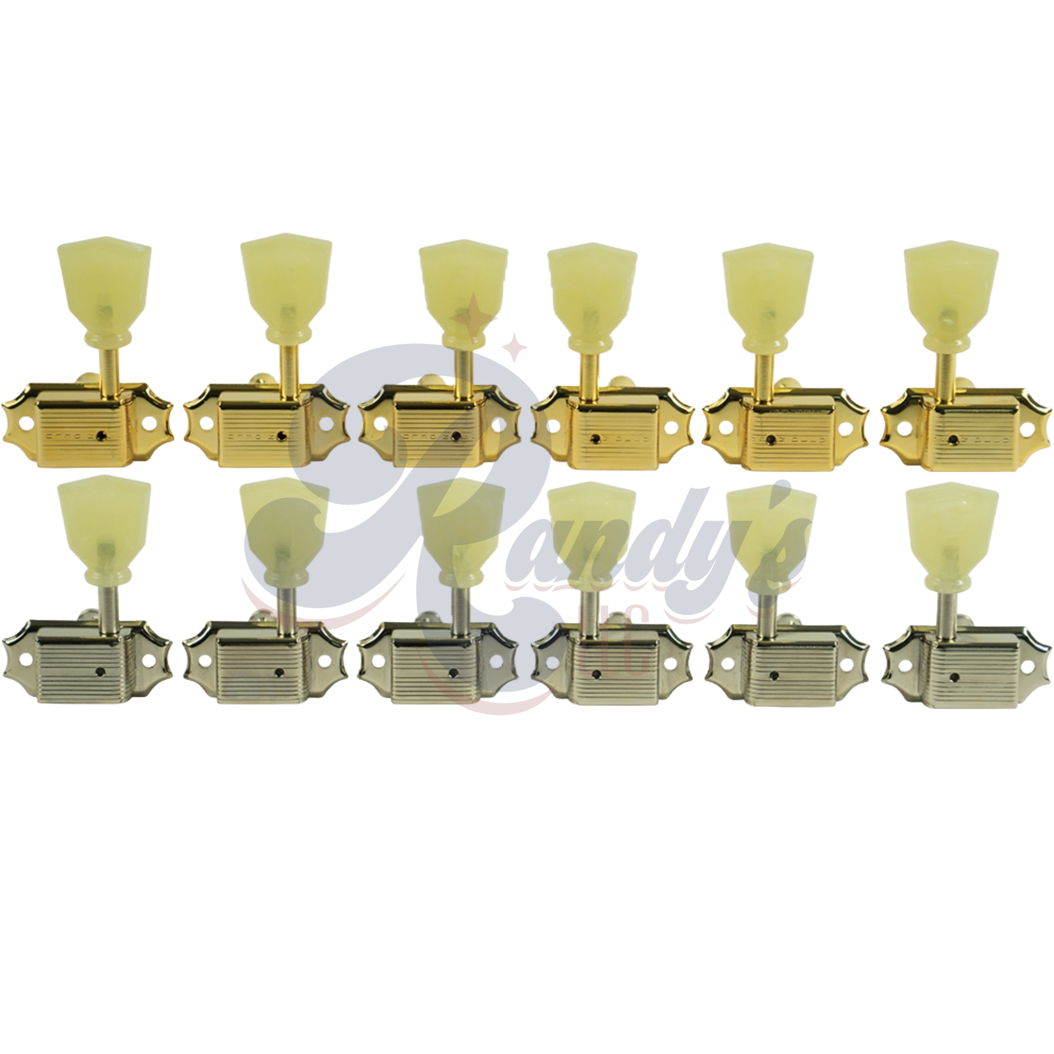 Kluson Tuners (Deluxe Series) w/ Keystone "Tulip" Buttons (L3+R3) Single-Line - Fits Gibson® - Randy's LLC