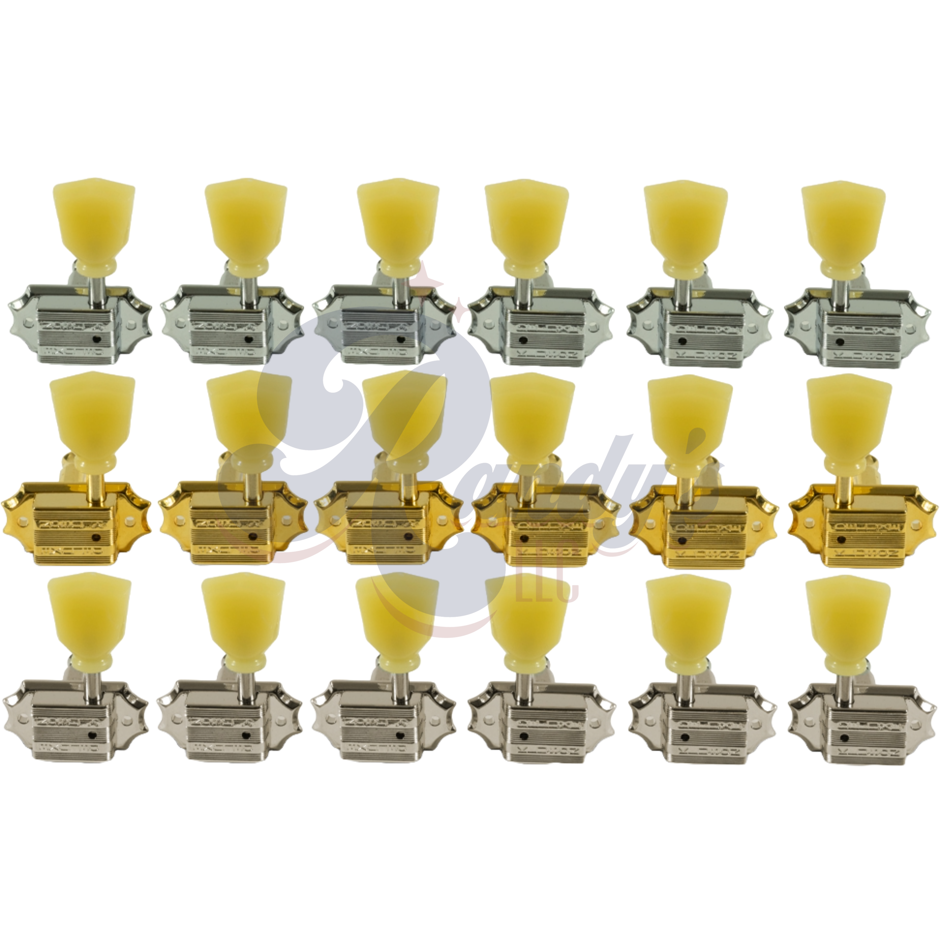 Kluson Tuners (Vintage Diecast Series) w/ Keystone "Tulip" Buttons (L3+R3) - Fits Gibson® - Randy's LLC