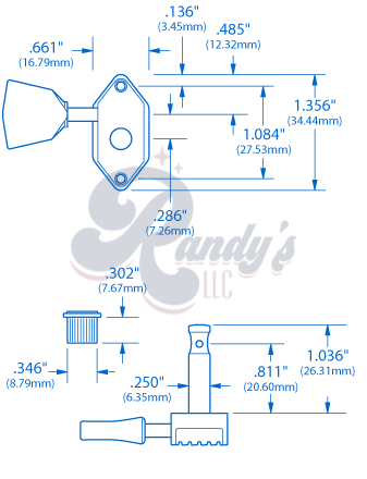 Kluson Tuners (Vintage Diecast Series) Waffleback "Radiator" w/ Keystone "Tulip" Buttons (L3+R3) - Fits Gibson® - Randy's LLC