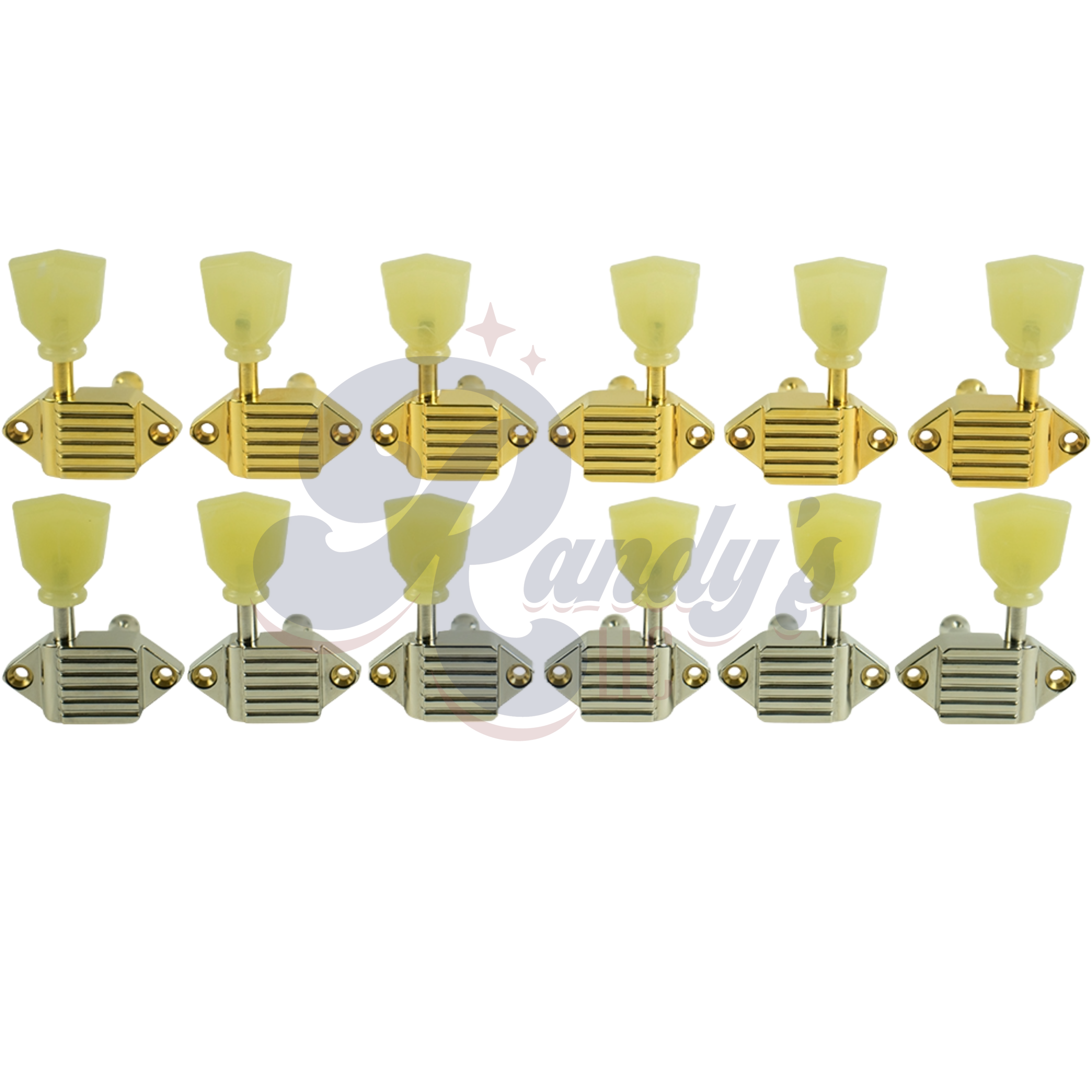 Kluson Tuners (Vintage Diecast Series) Waffleback "Radiator" w/ Keystone "Tulip" Buttons (L3+R3) - Fits Gibson® - Randy's LLC